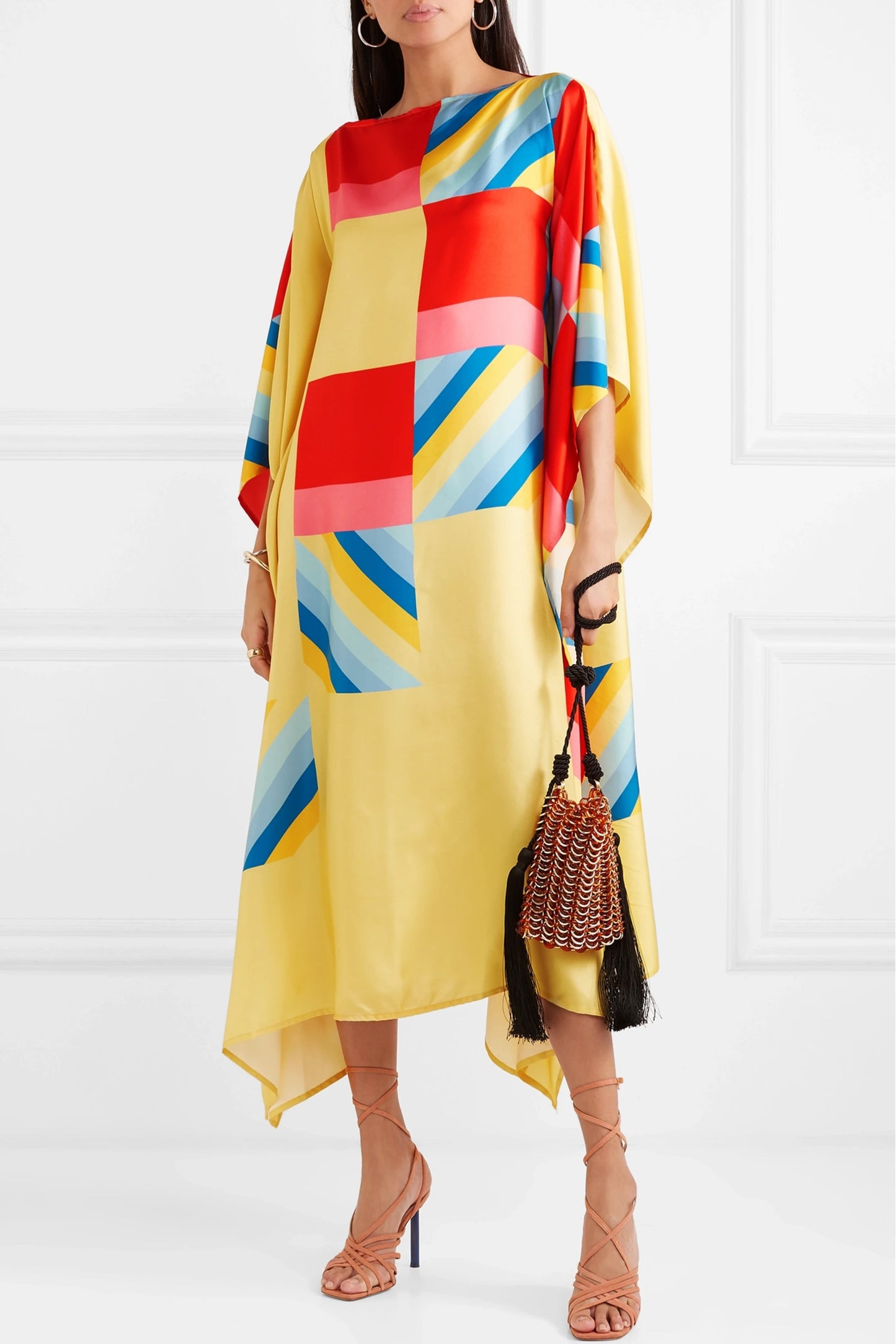 Woman Printed Soft Satin Silk Kaftan