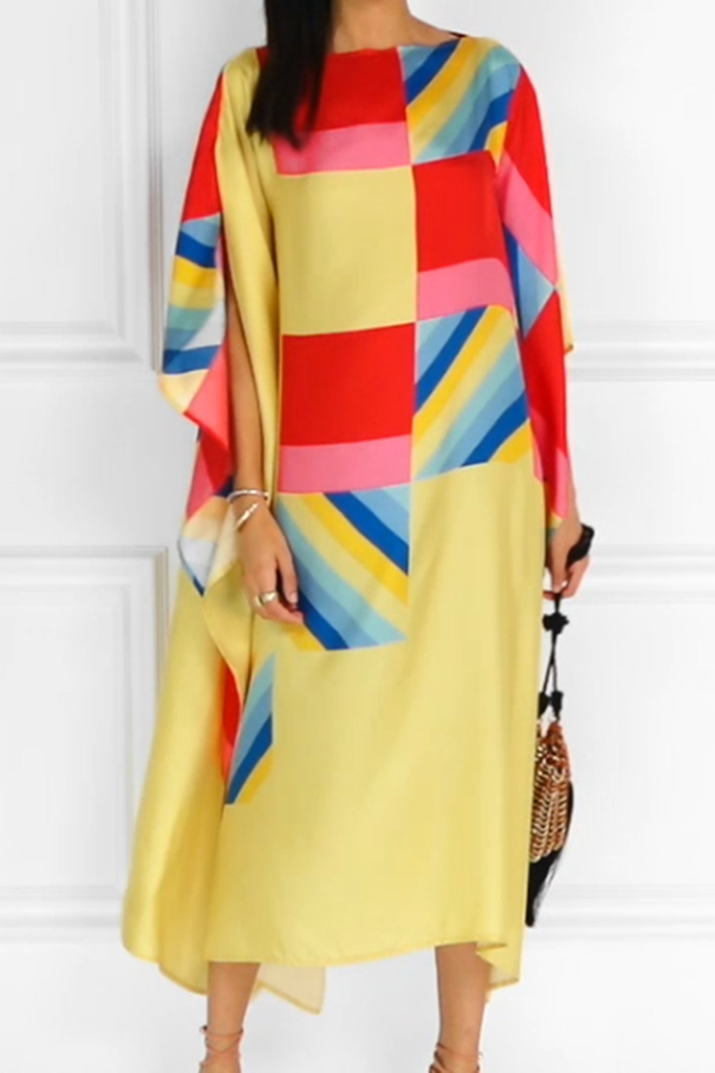 Woman Printed Soft Satin Silk Kaftan