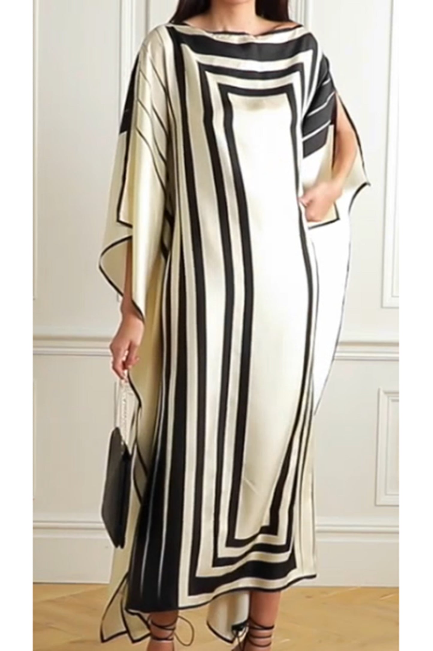 Woman Printed Soft Satin Silk Kaftan