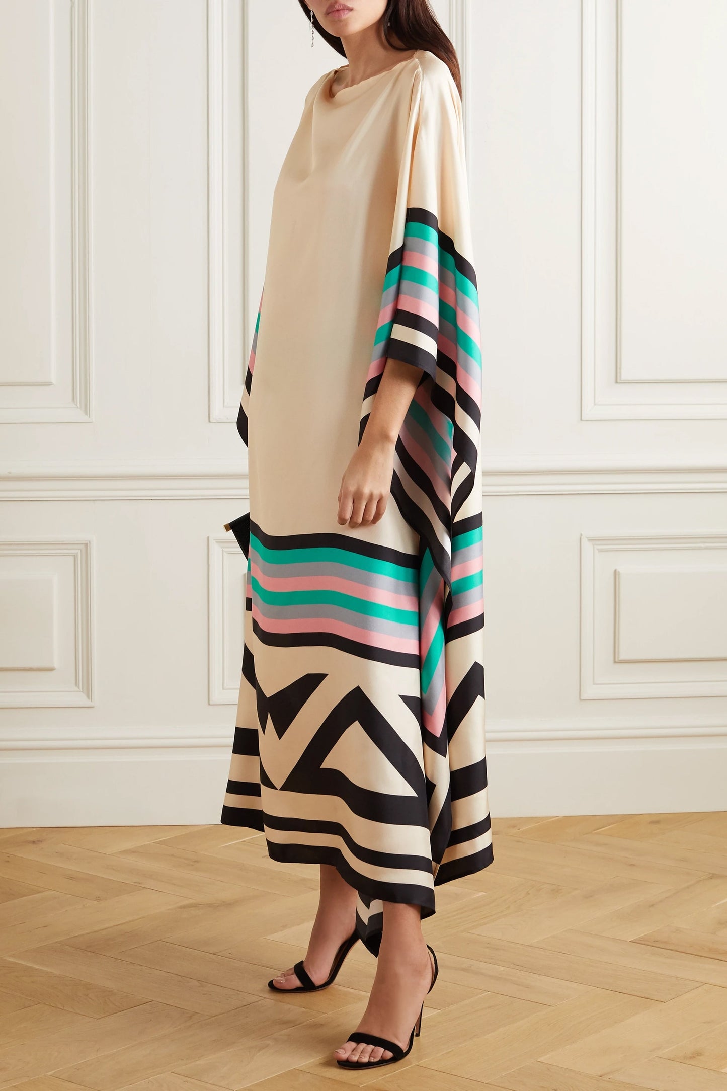 Woman Printed Soft Satin Silk Kaftan