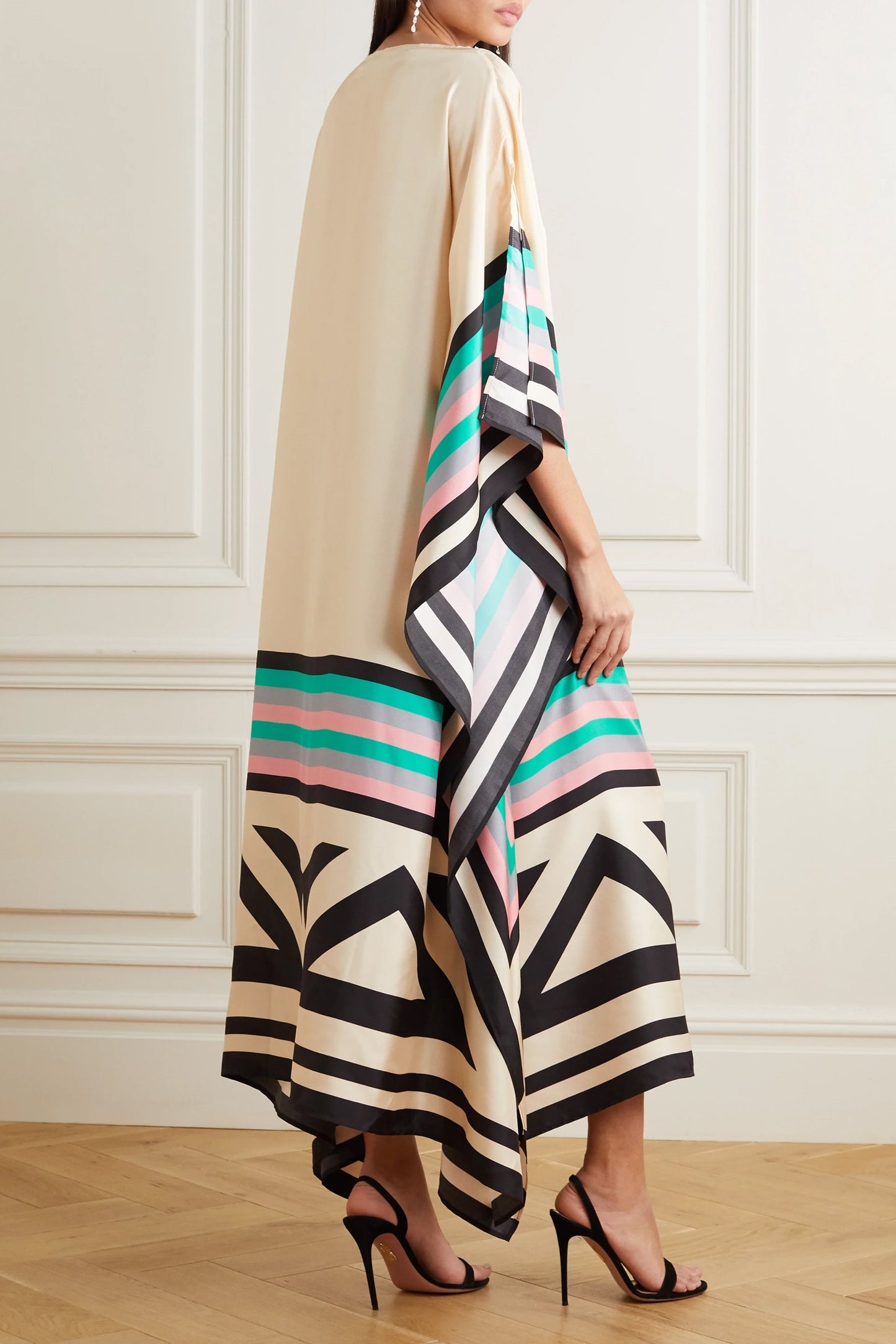 Woman Printed Soft Satin Silk Kaftan