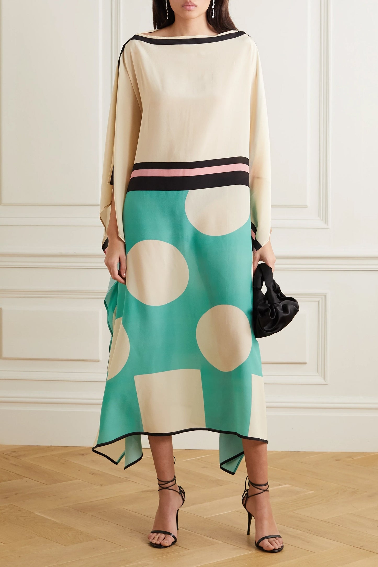 Woman Printed Soft Satin Silk Kaftan