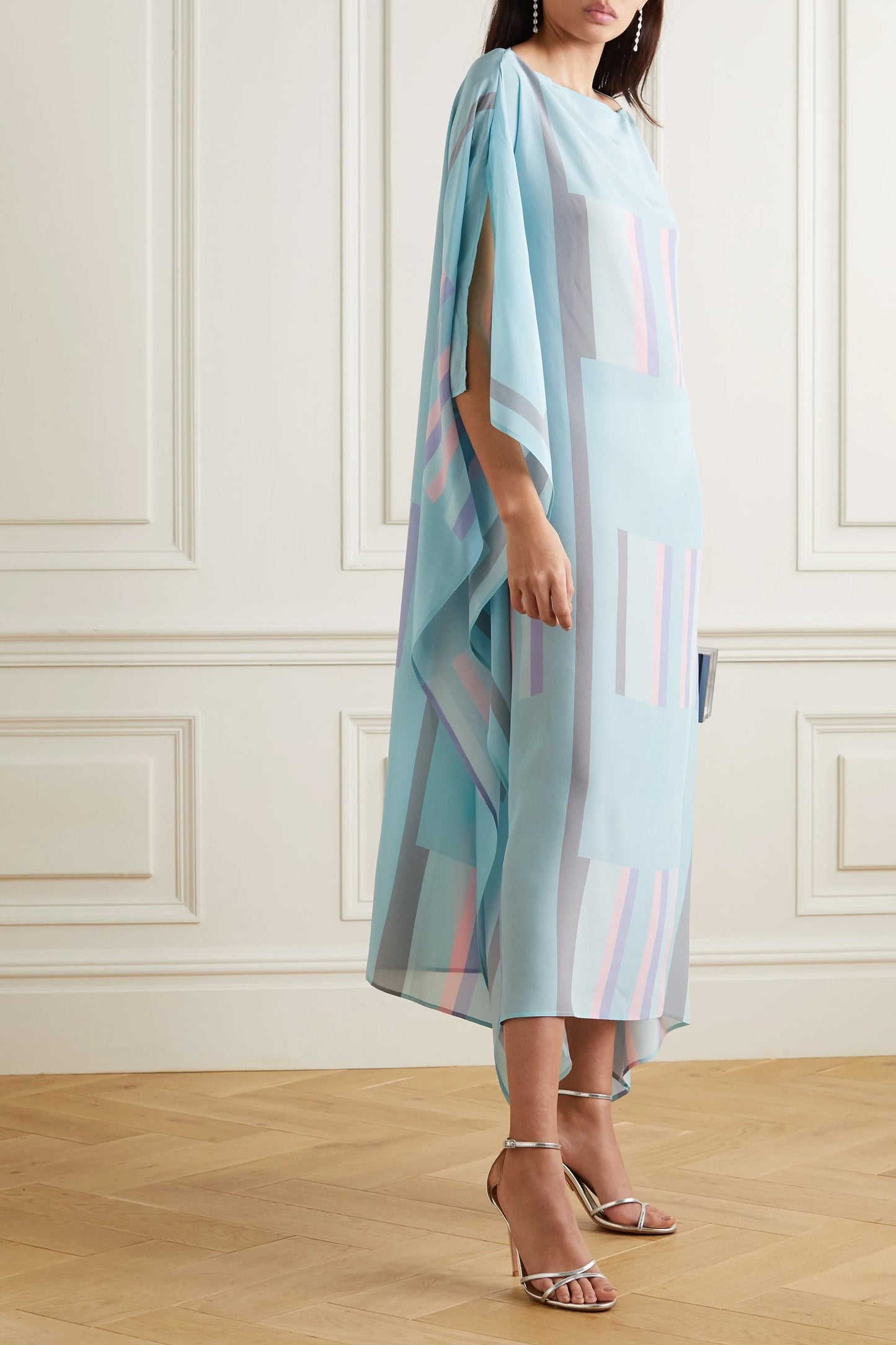 Woman Printed Soft Satin Silk Kaftan