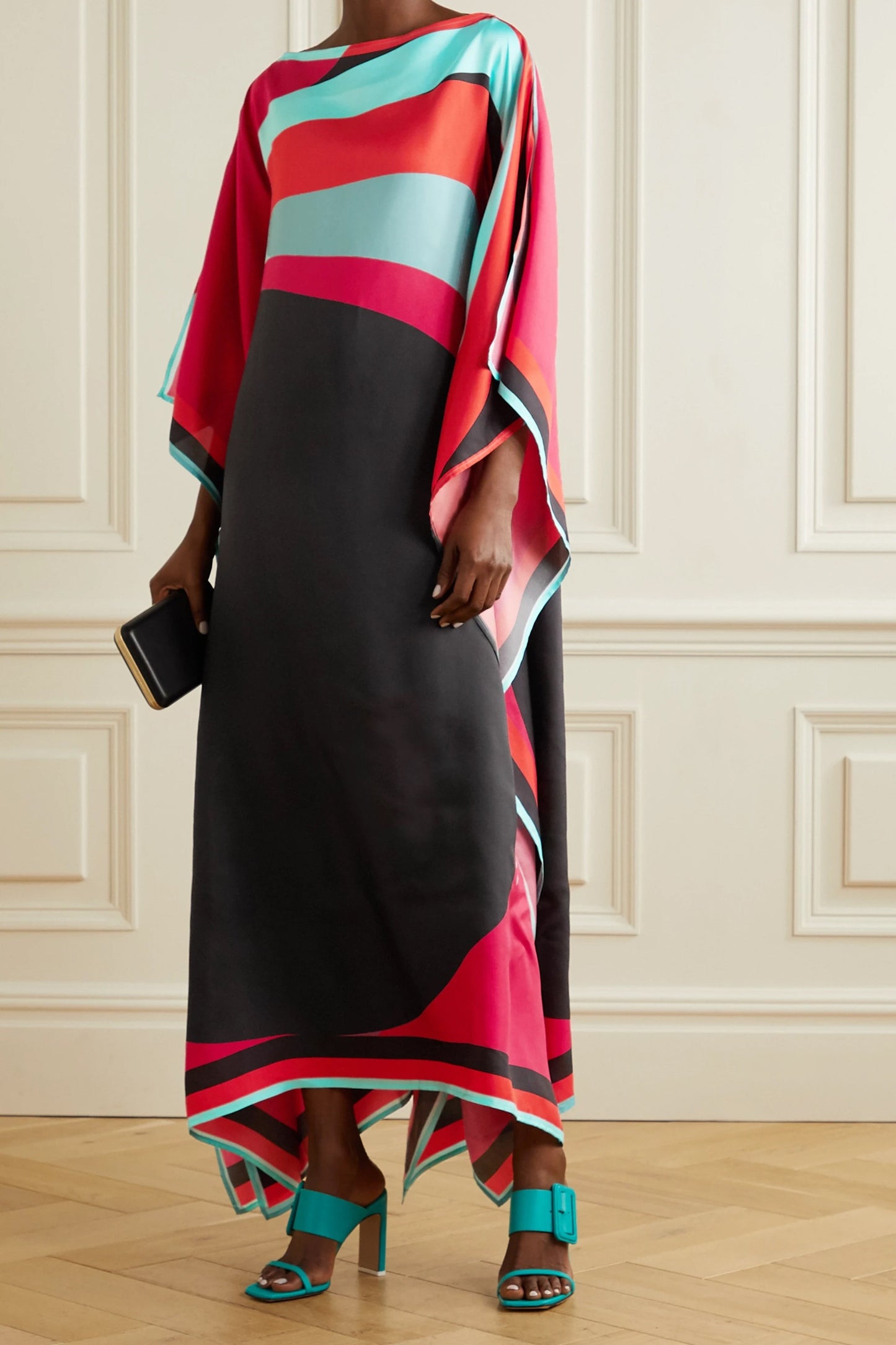 Woman Printed Soft Satin Silk Kaftan
