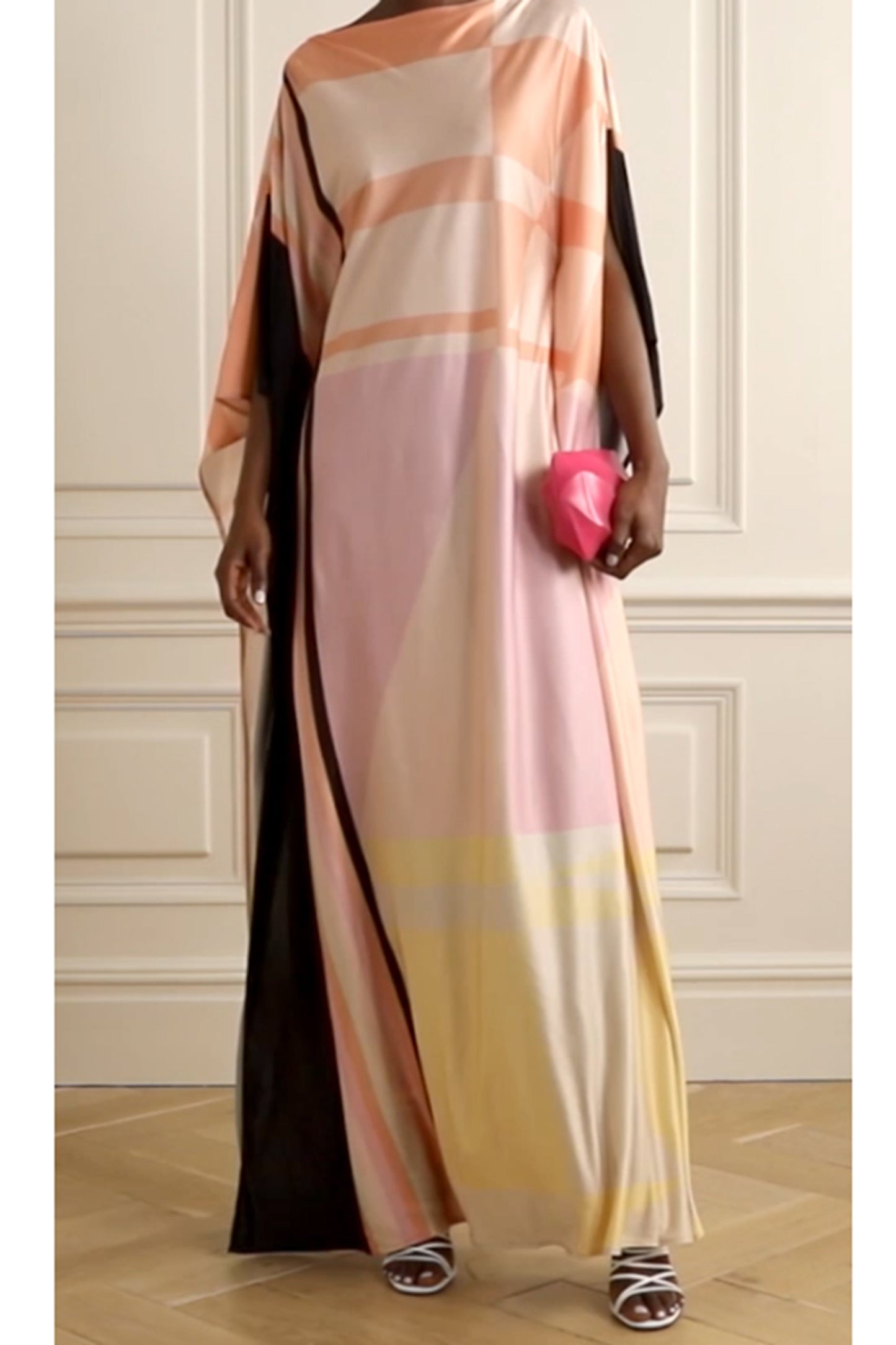 Woman Printed Soft Satin Silk Kaftan