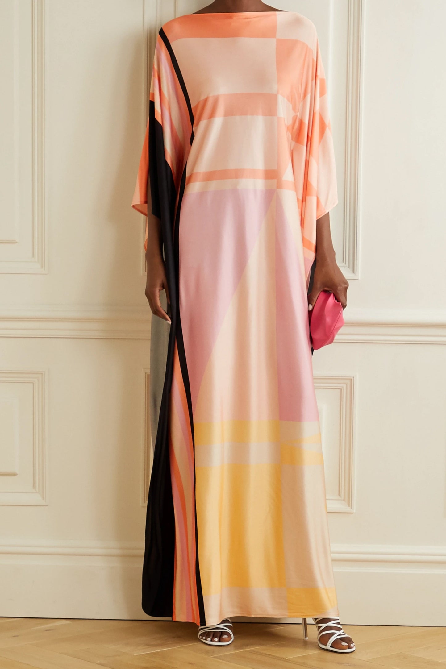 Woman Printed Soft Satin Silk Kaftan