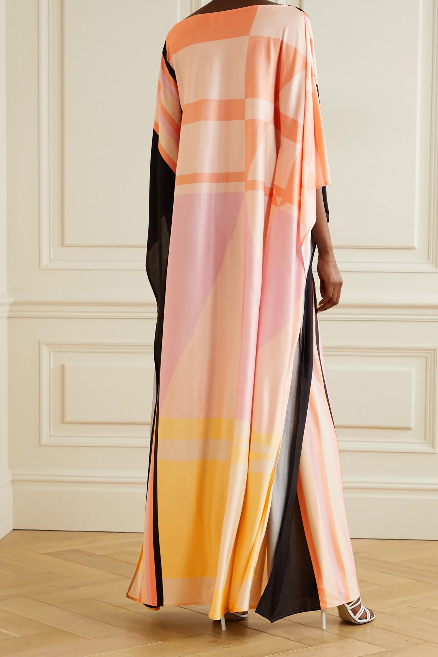 Woman Printed Soft Satin Silk Kaftan