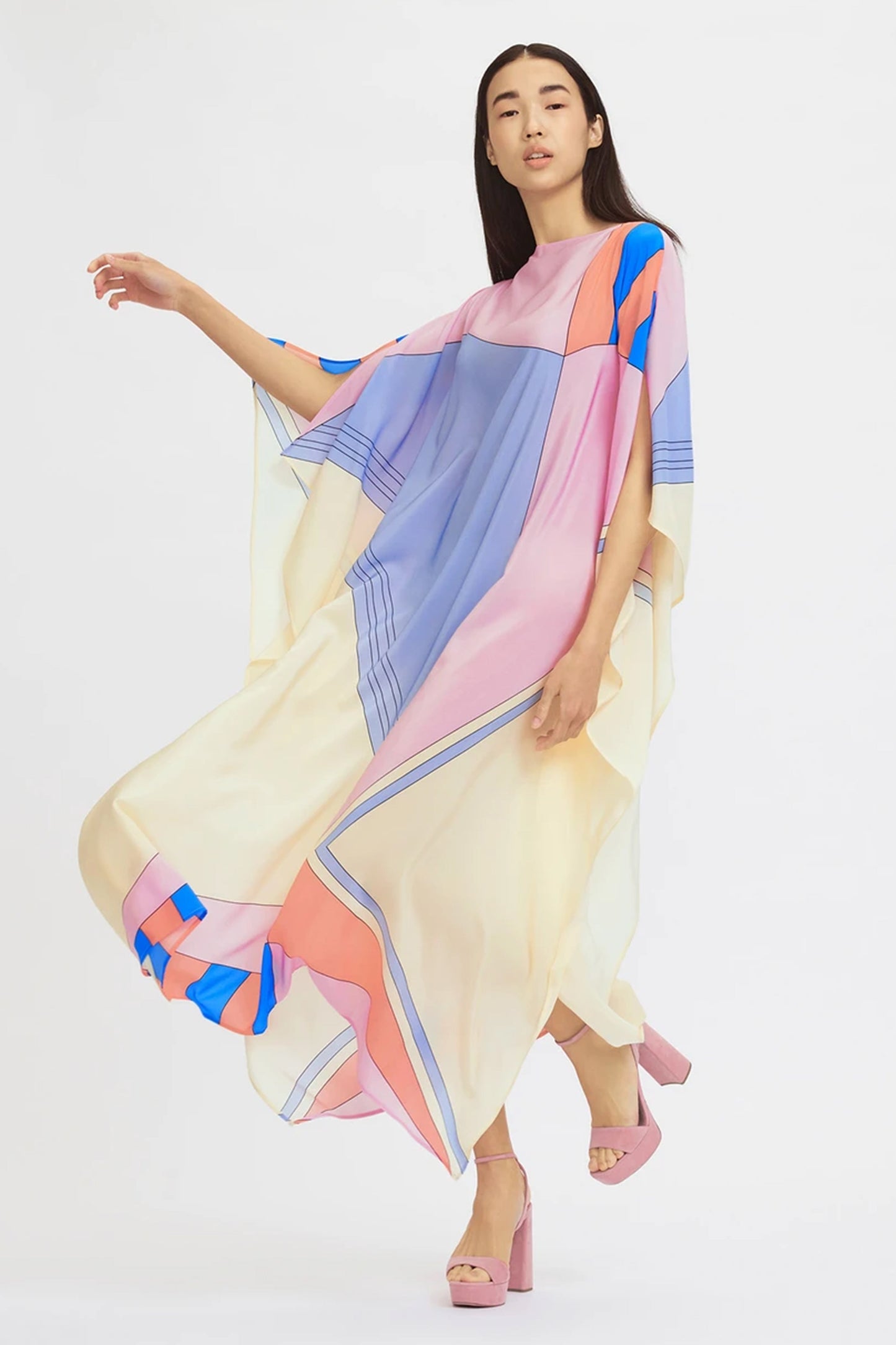 Woman Printed Soft Silk Crepe Kaftan