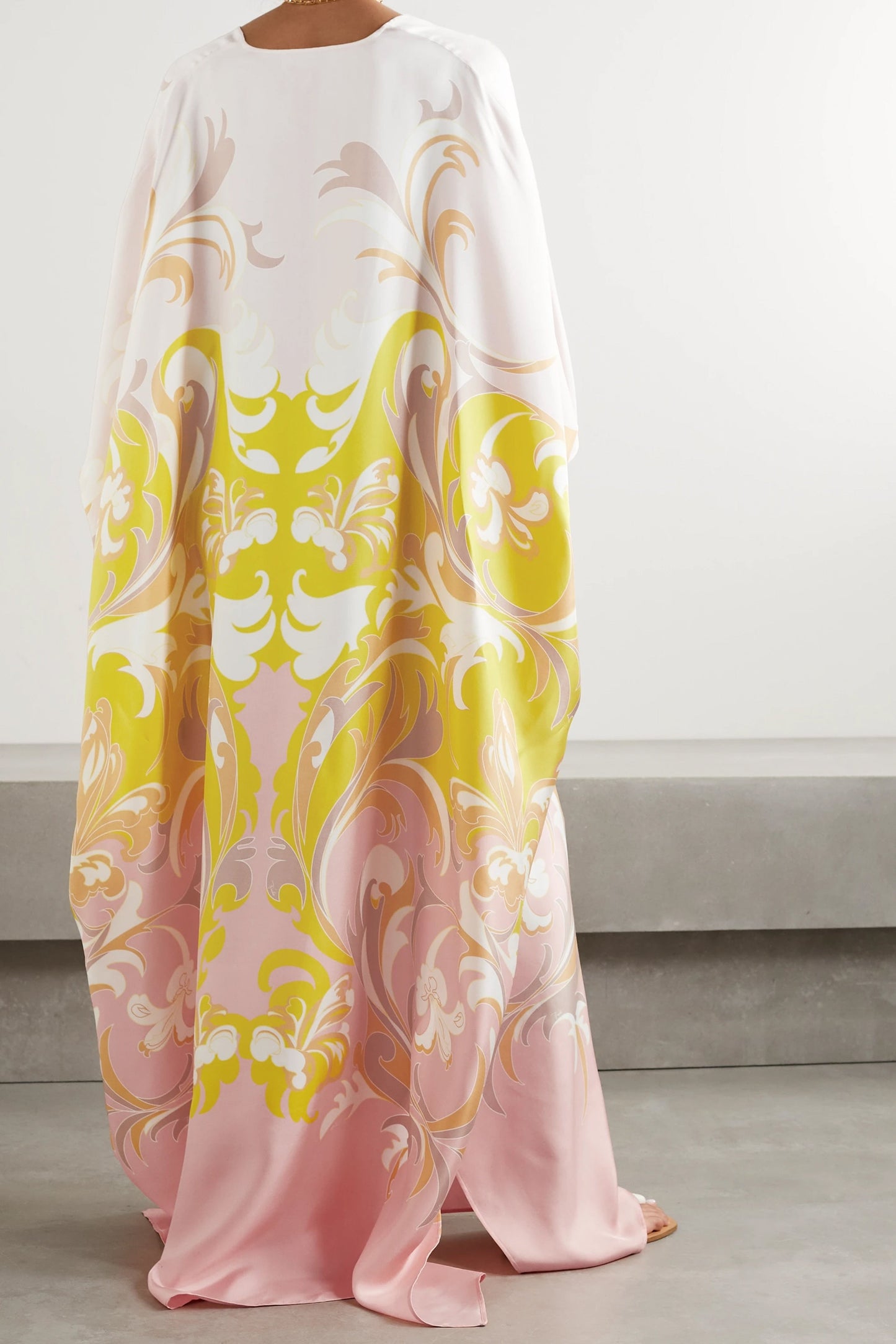 Woman Printed Soft Satin Silk Kaftan