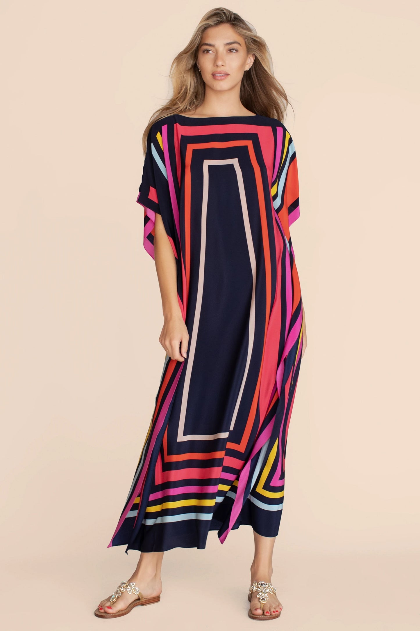 Woman Printed Soft Satin Silk Kaftan
