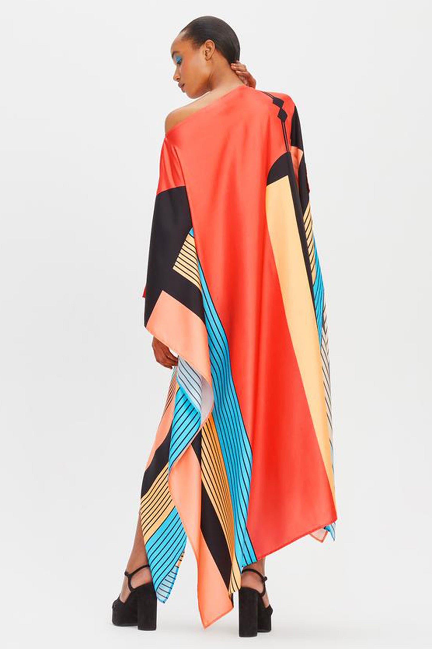 Woman Printed Soft Satin Silk Kaftan