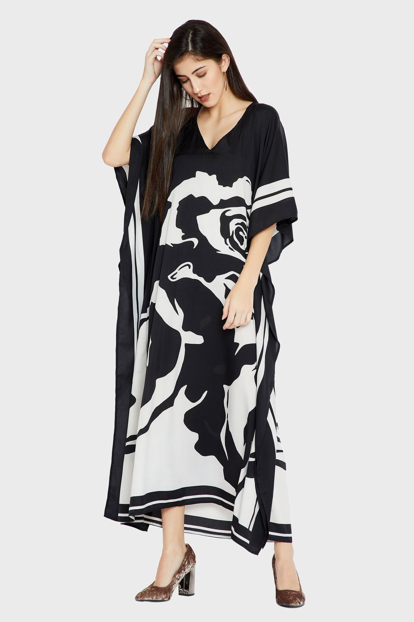 Woman Printed Soft Silk Crepe Kaftan
