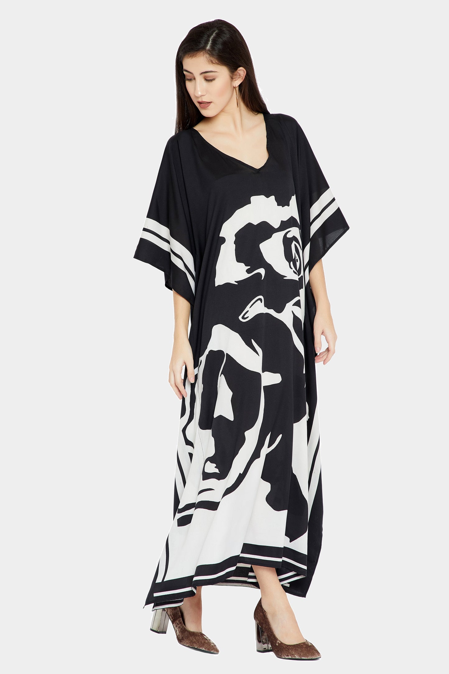 Woman Printed Soft Silk Crepe Kaftan