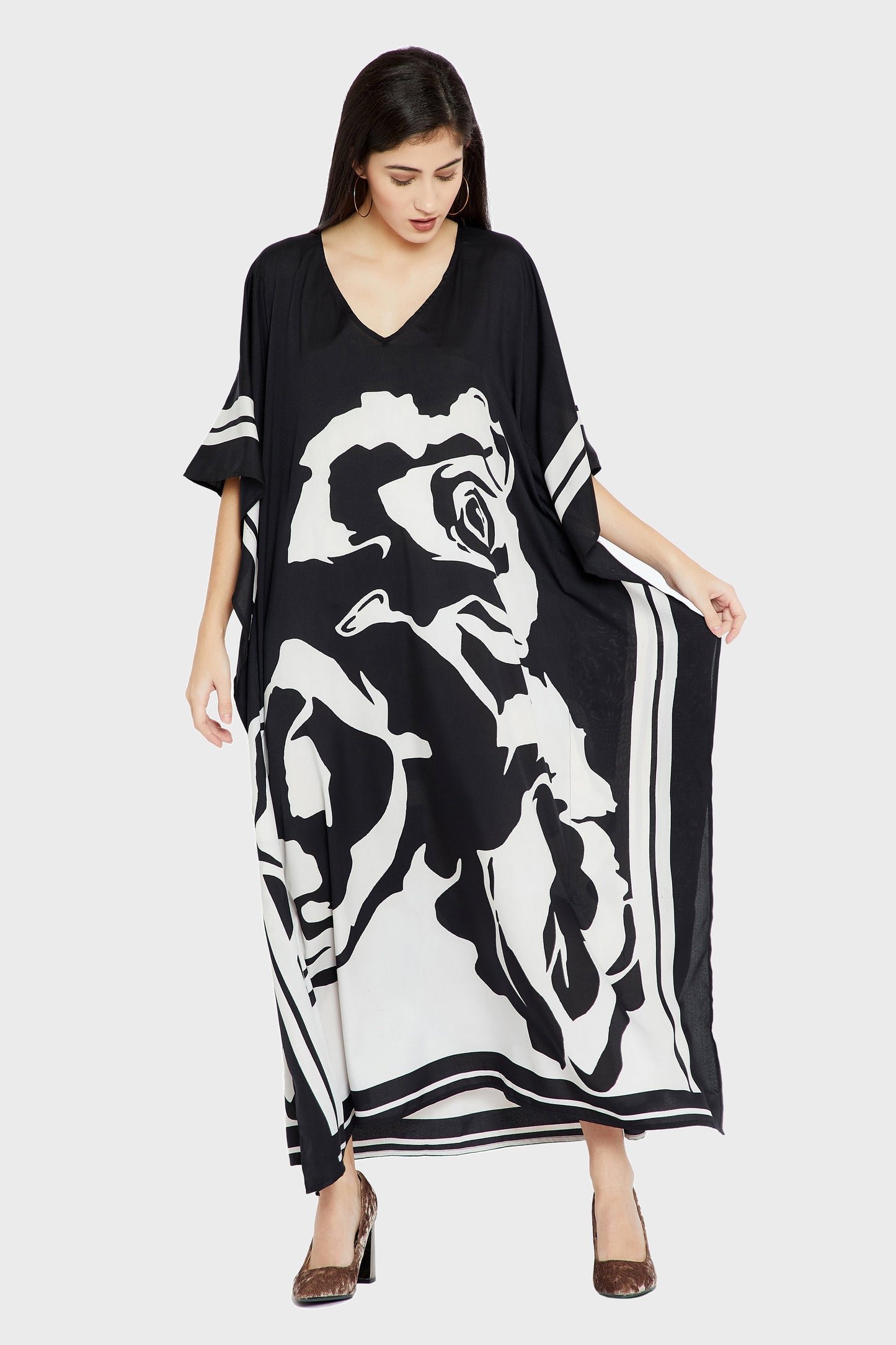 Woman Printed Soft Silk Crepe Kaftan