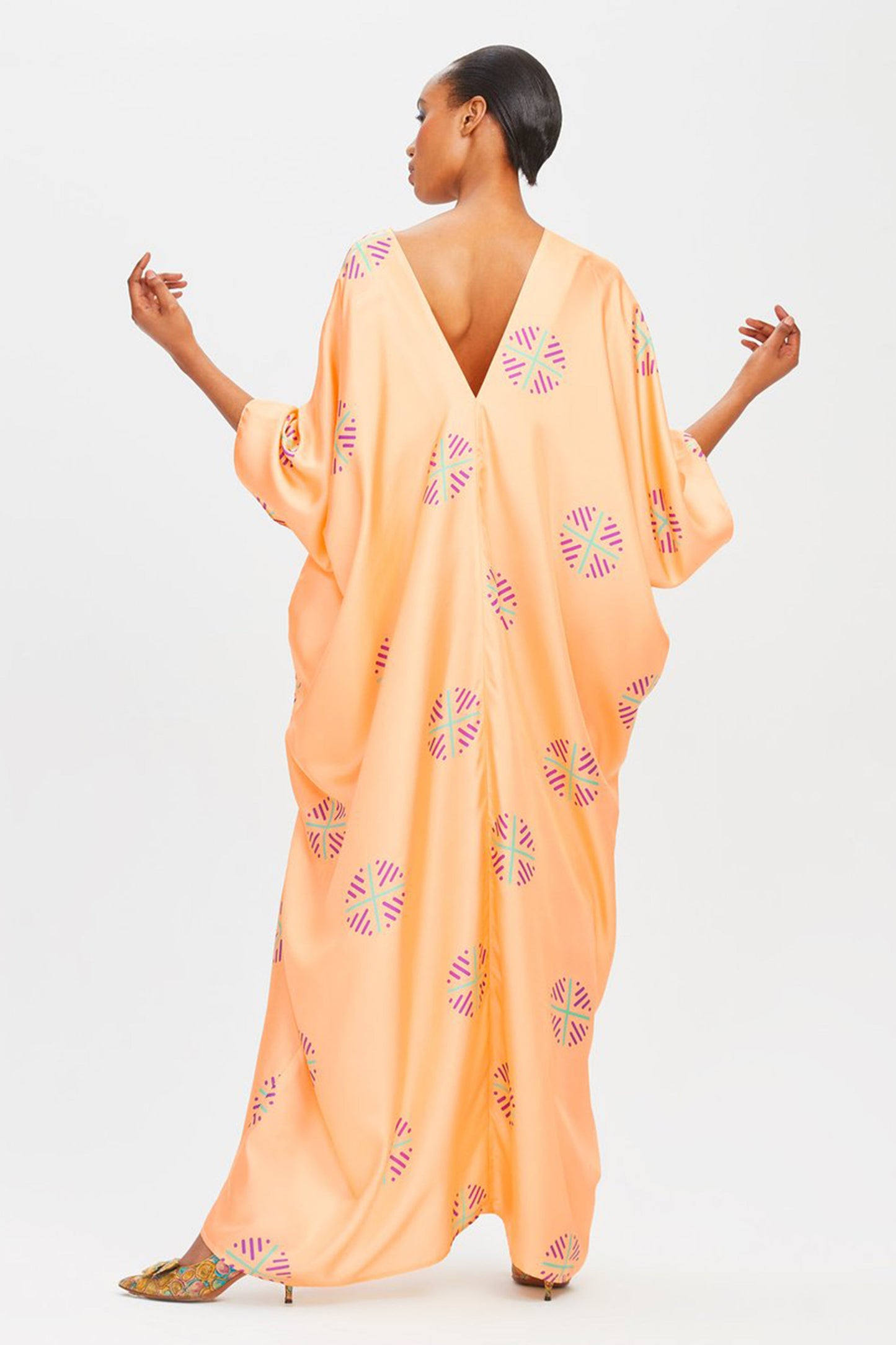 Woman Printed Soft Satin Silk Kaftan