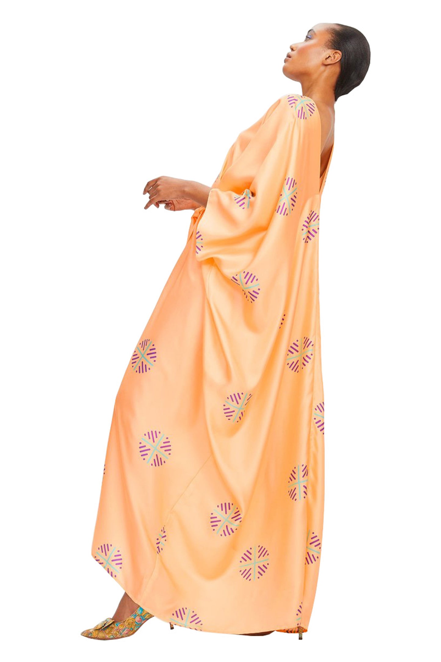 Woman Printed Soft Satin Silk Kaftan