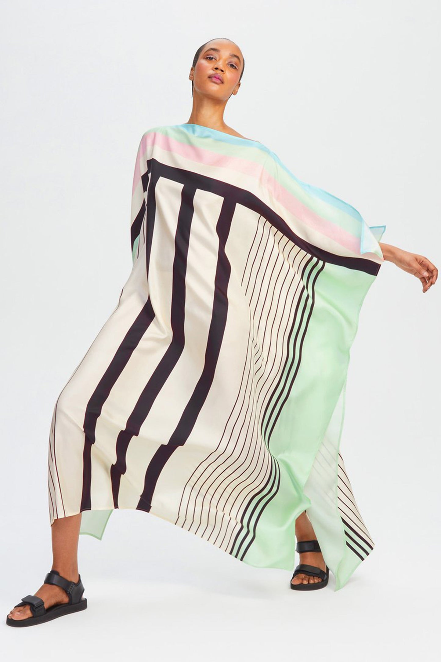 Woman Printed Soft Satin Silk Kaftan