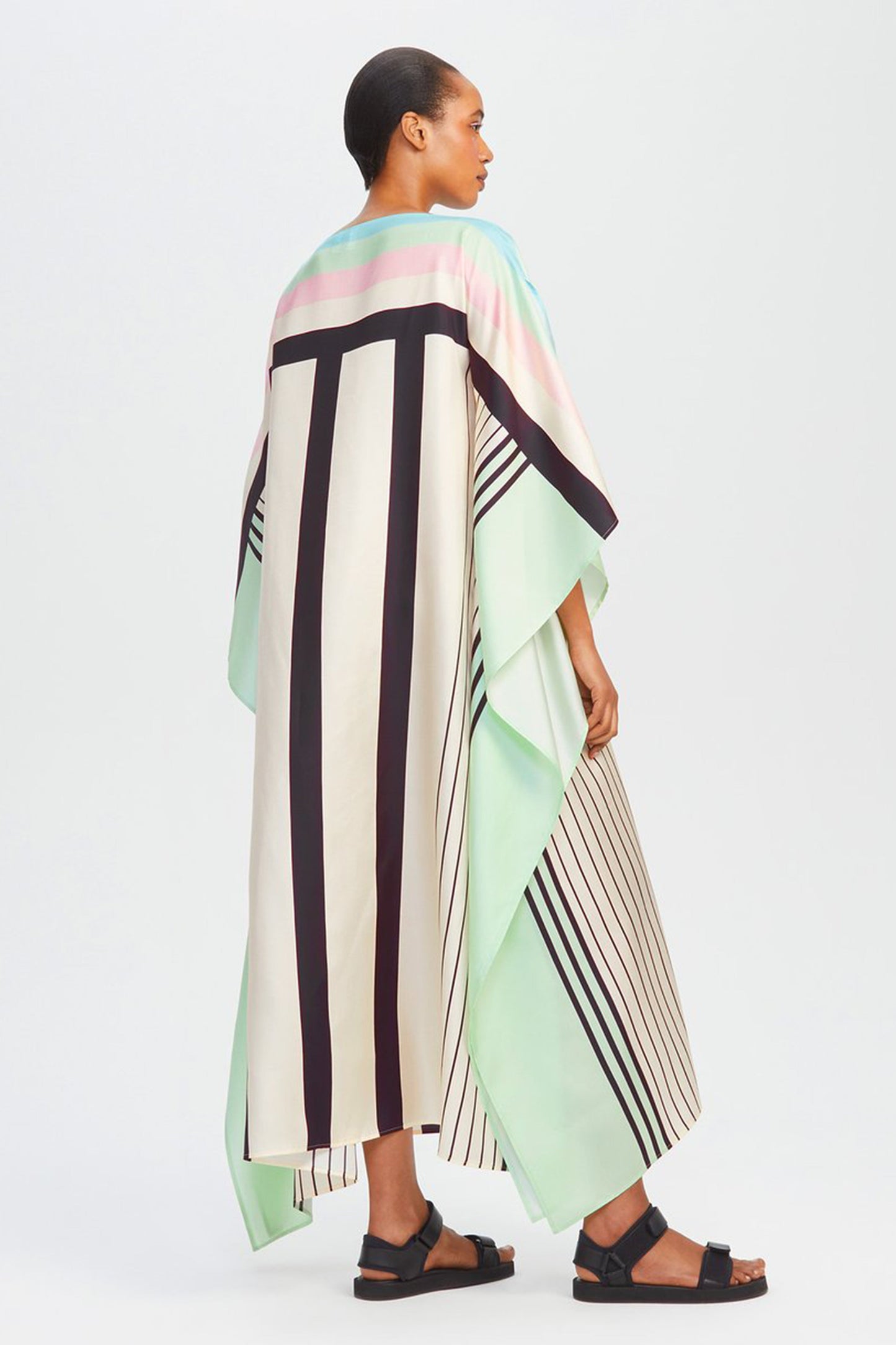 Woman Printed Soft Satin Silk Kaftan
