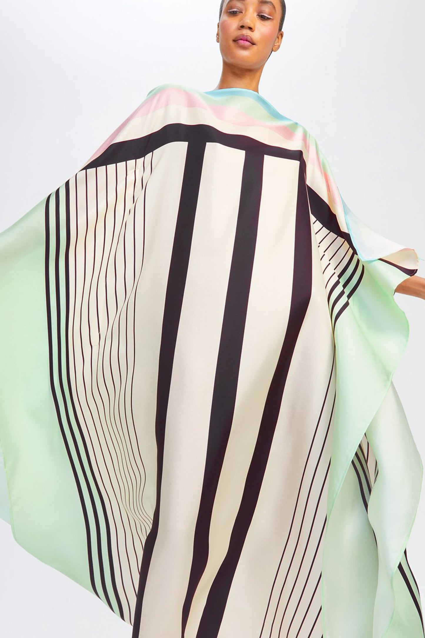 Woman Printed Soft Satin Silk Kaftan
