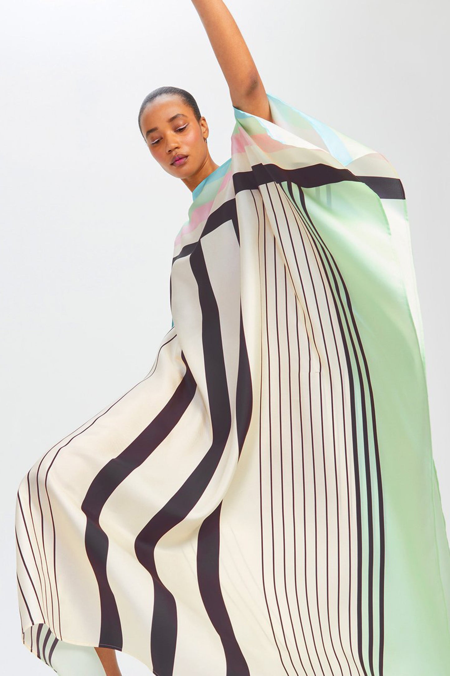 Woman Printed Soft Satin Silk Kaftan