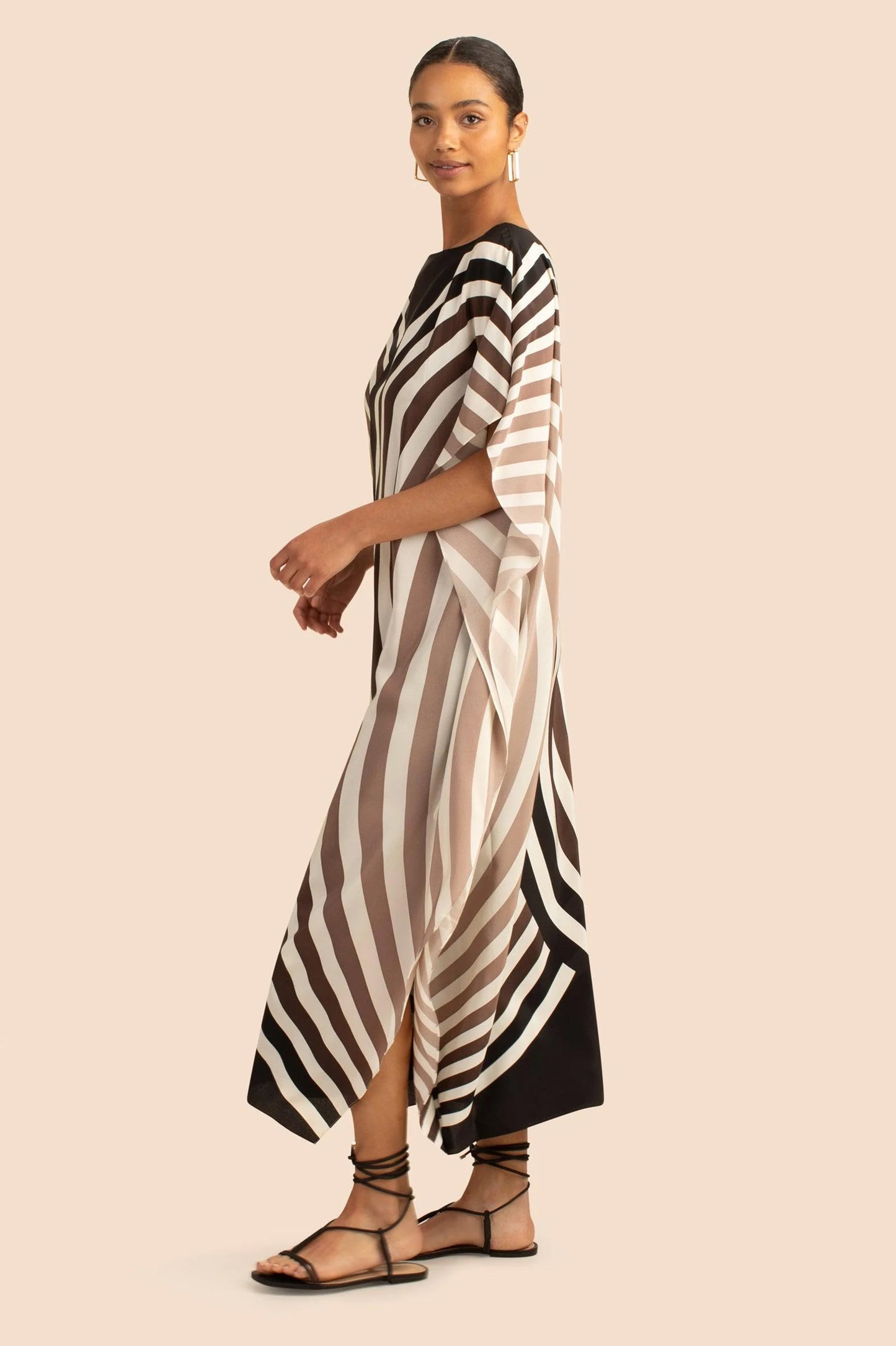 Woman Printed Soft Satin Silk Kaftan