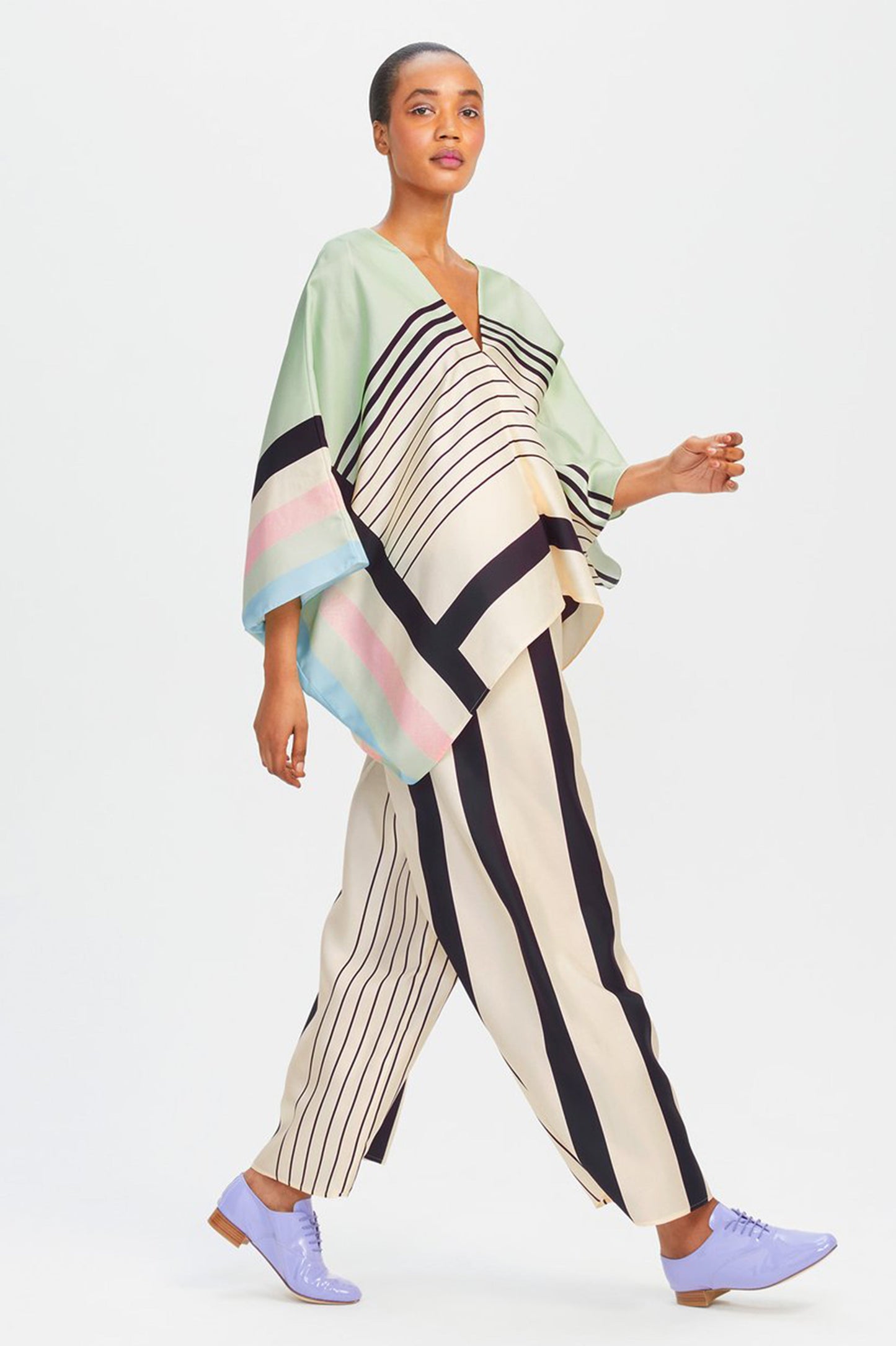 Woman Printed Soft Satin Silk Kaftan