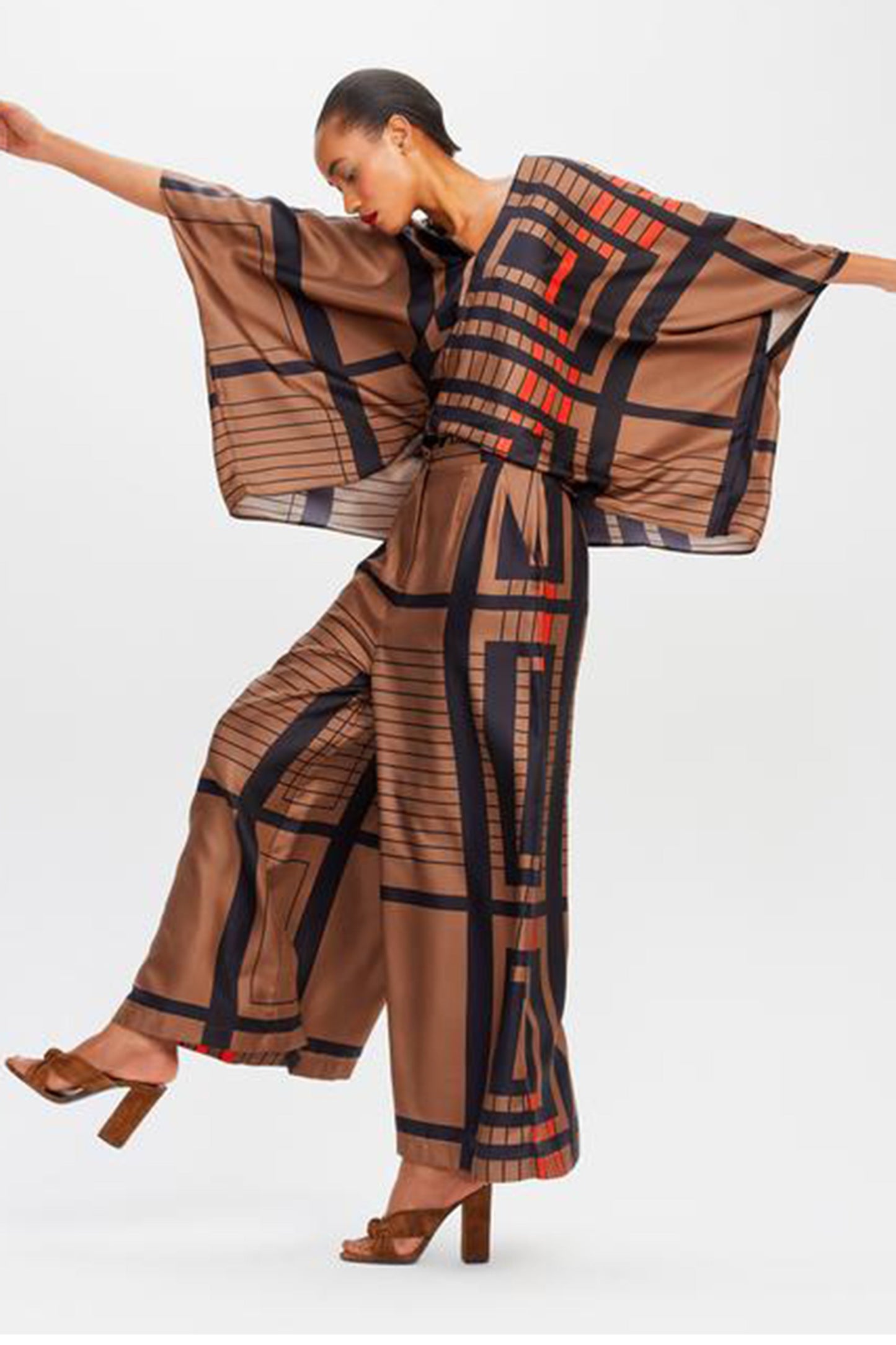 Woman Printed Soft Satin Silk Kaftan
