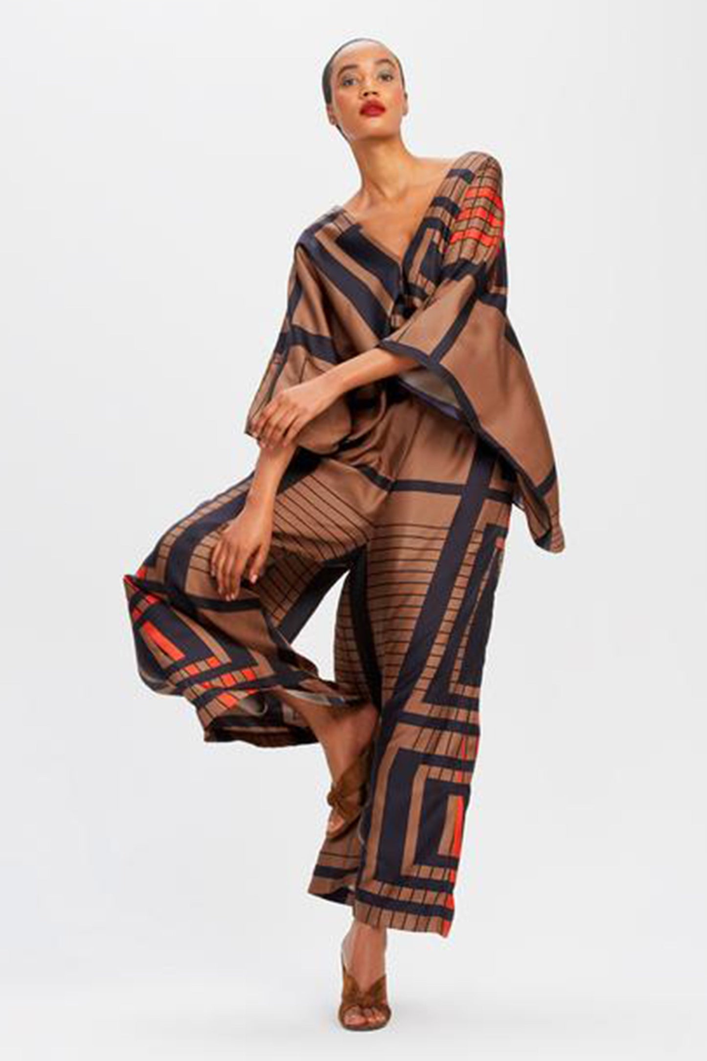 Woman Printed Soft Satin Silk Kaftan