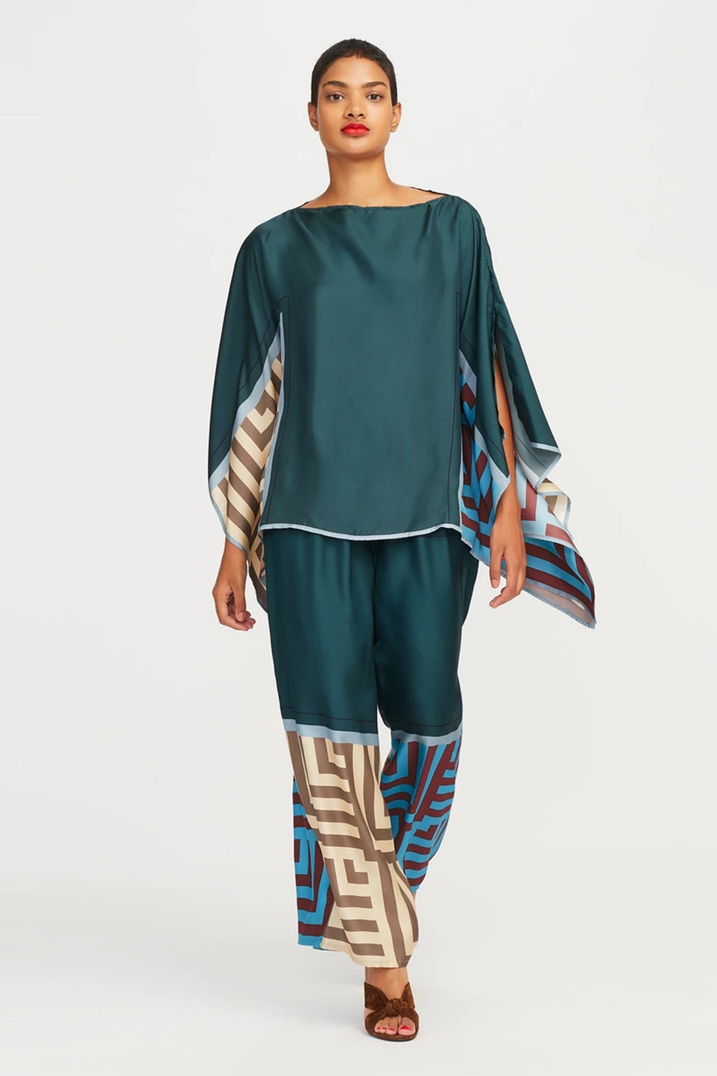 Woman Printed Soft Satin Silk Kaftan