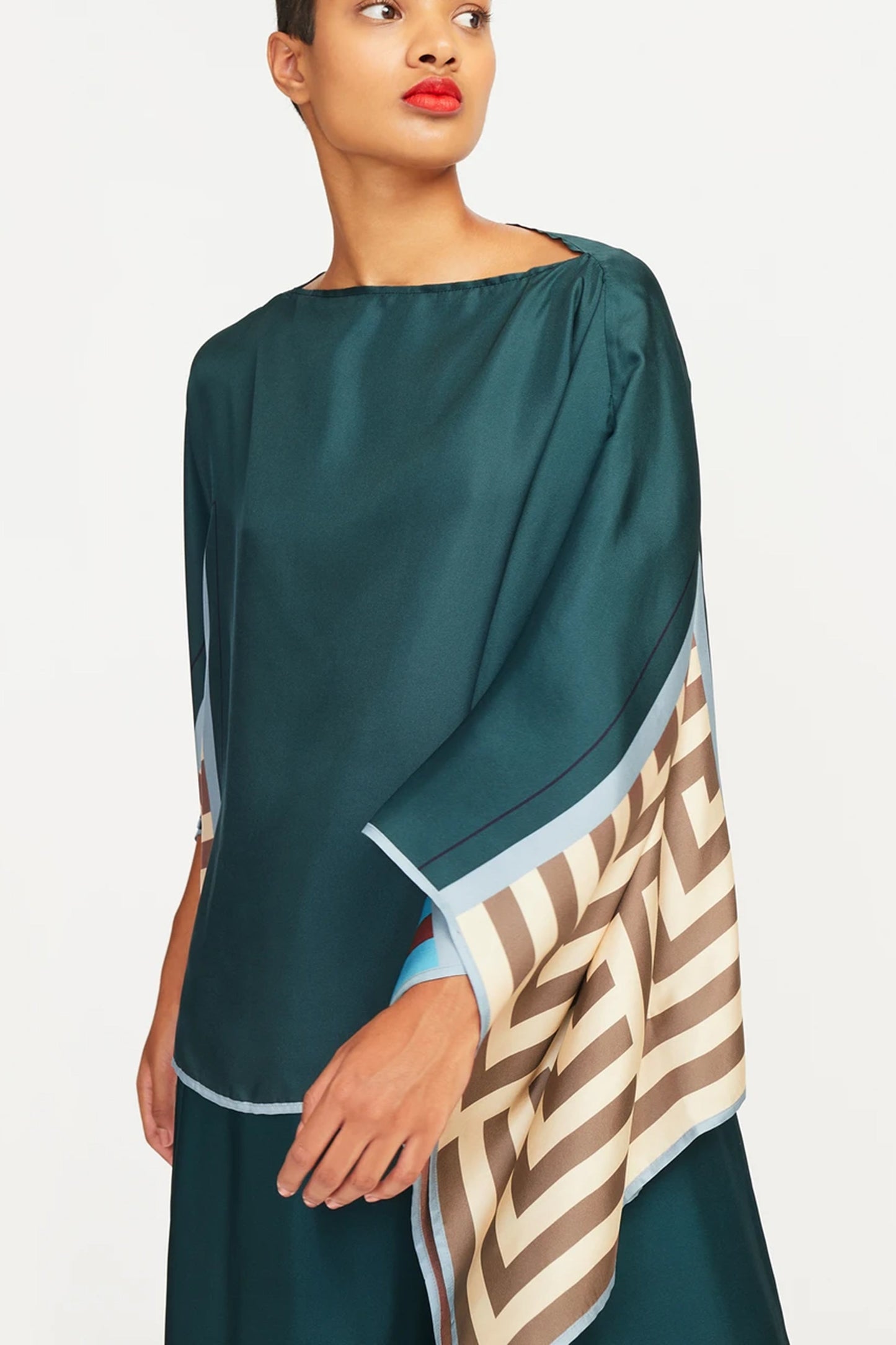 Woman Printed Soft Satin Silk Kaftan