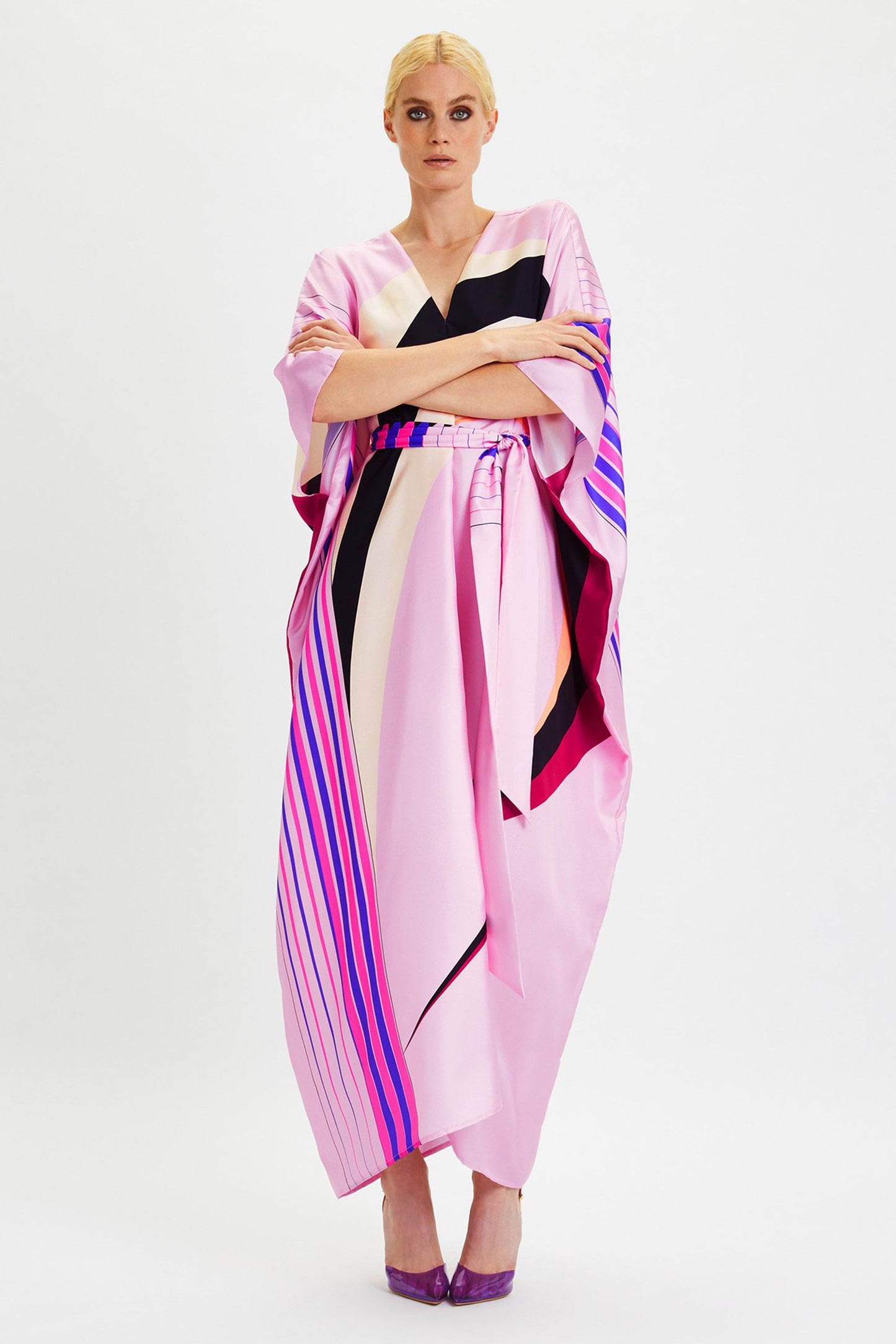 Woman Printed Soft Satin Silk Kaftan