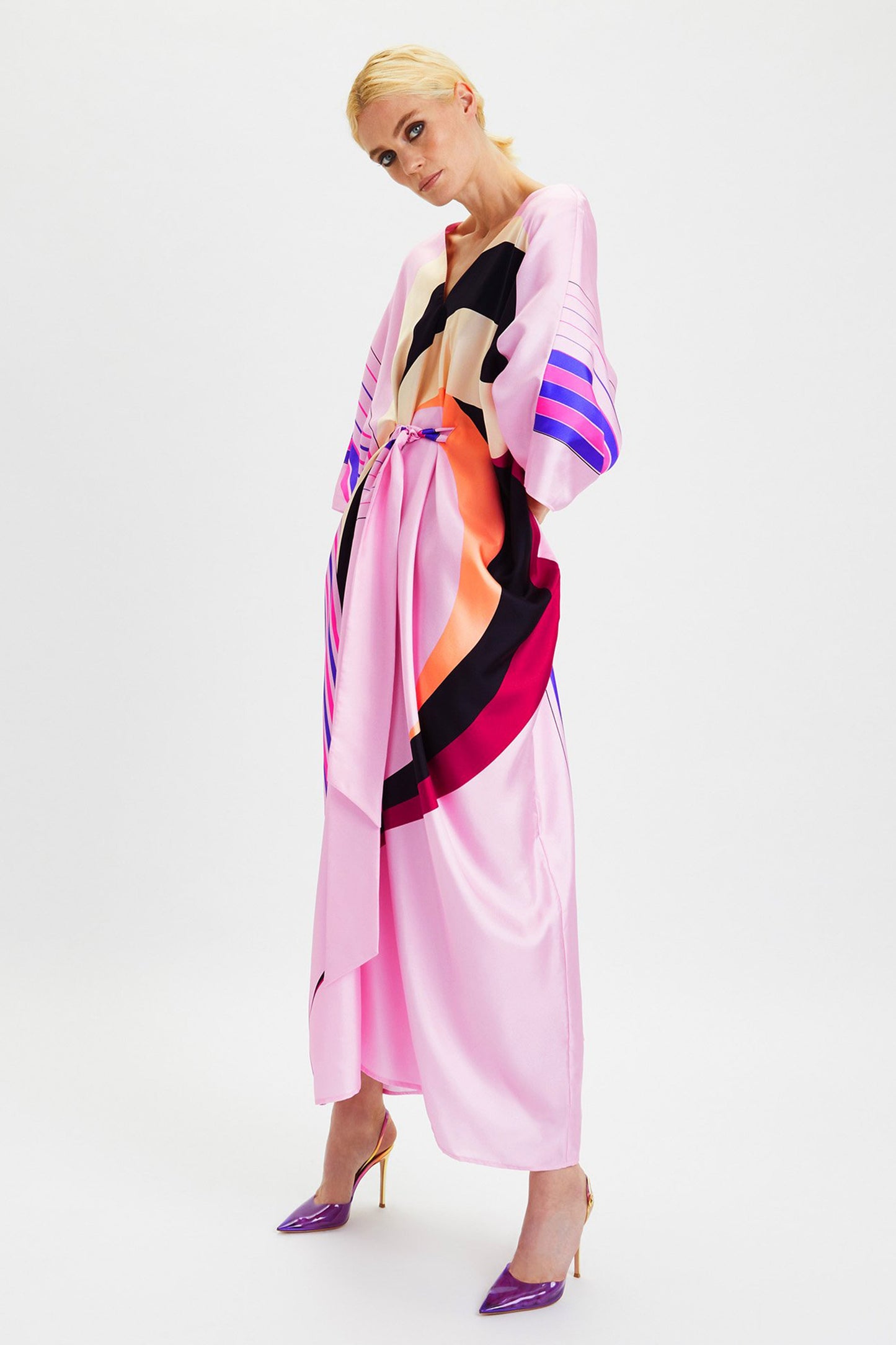 Woman Printed Soft Satin Silk Kaftan