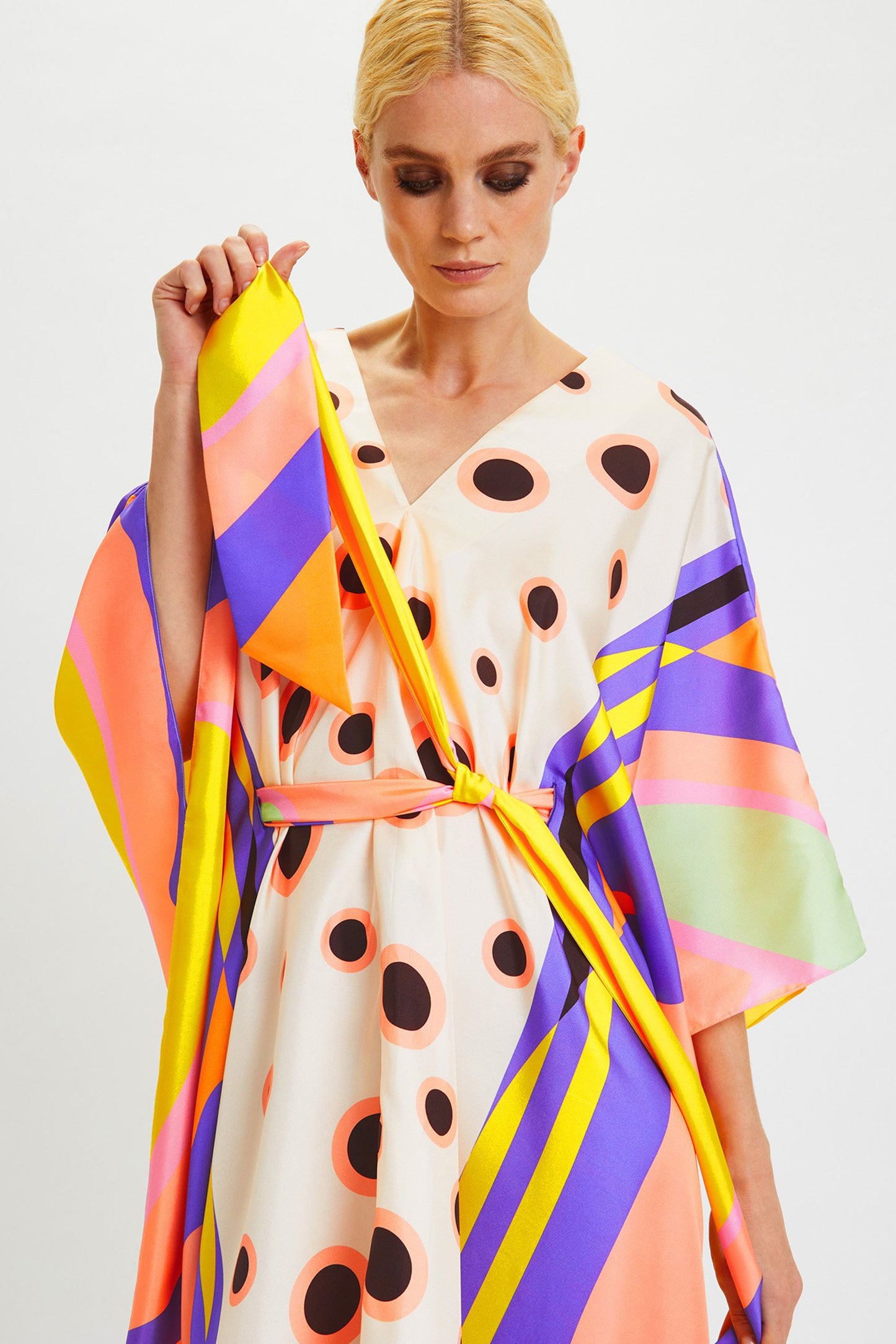 Woman Printed Soft Satin Silk Kaftan