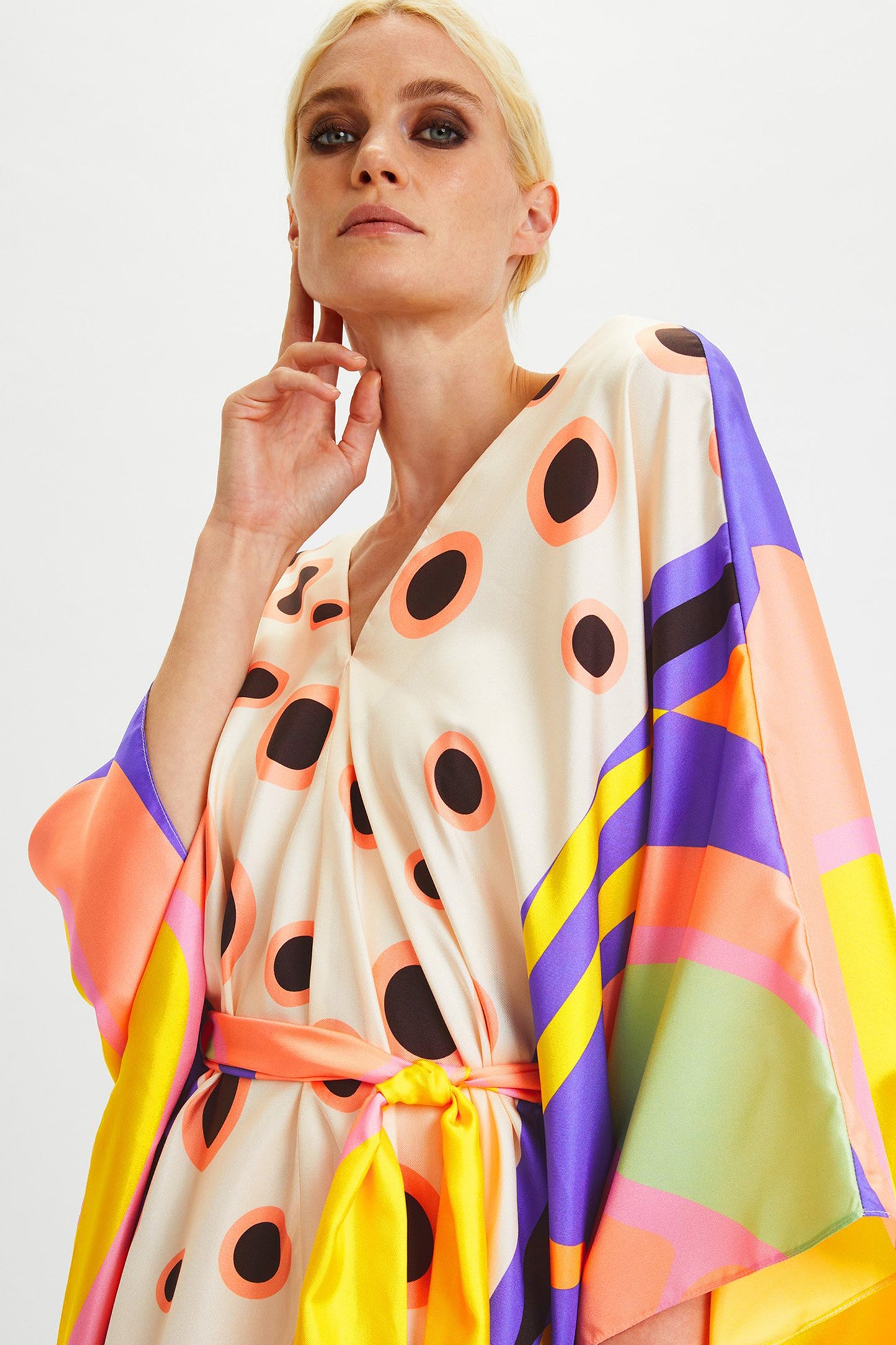 Woman Printed Soft Satin Silk Kaftan