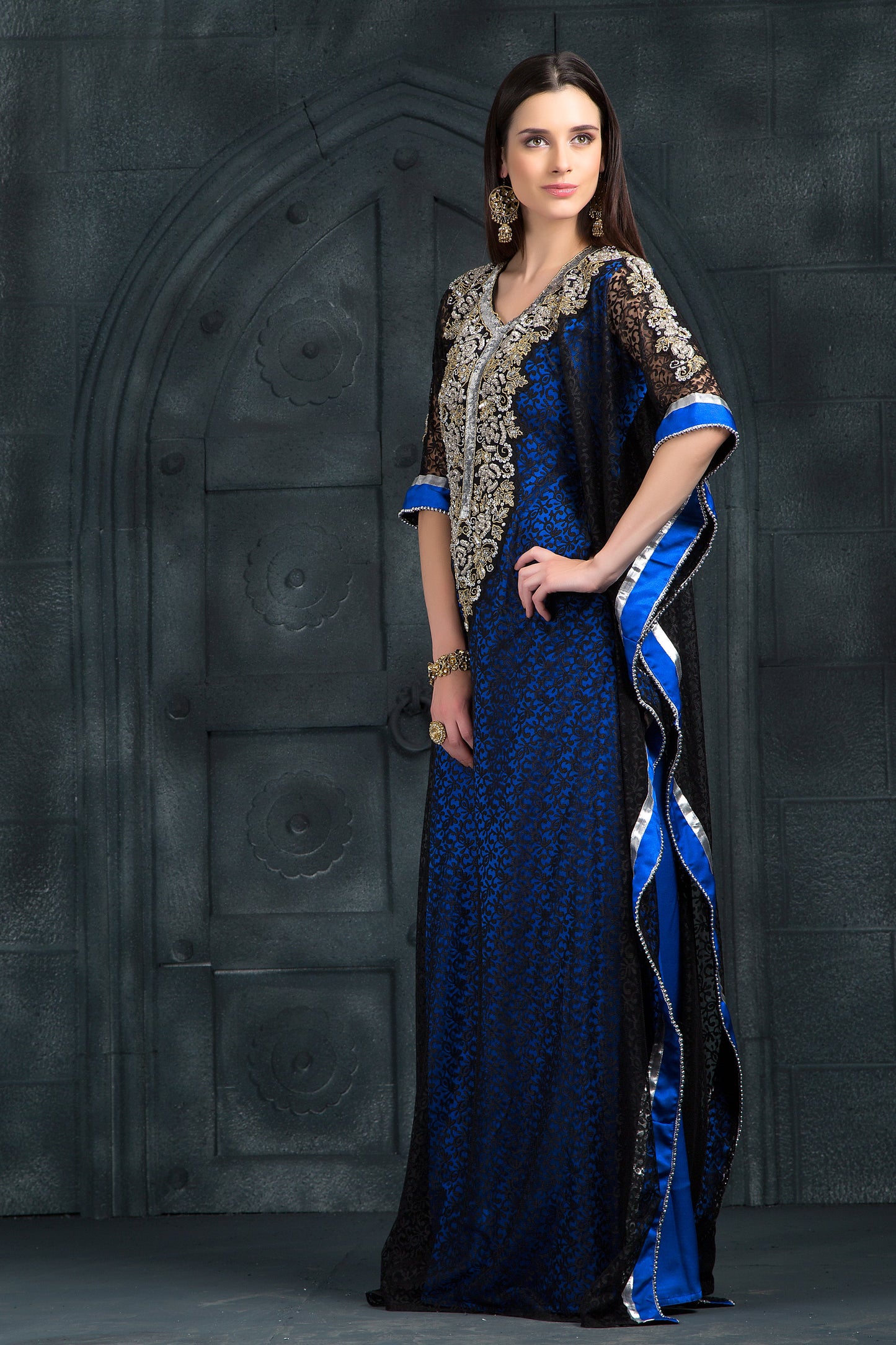 Black and Blue Georgette Kaftan