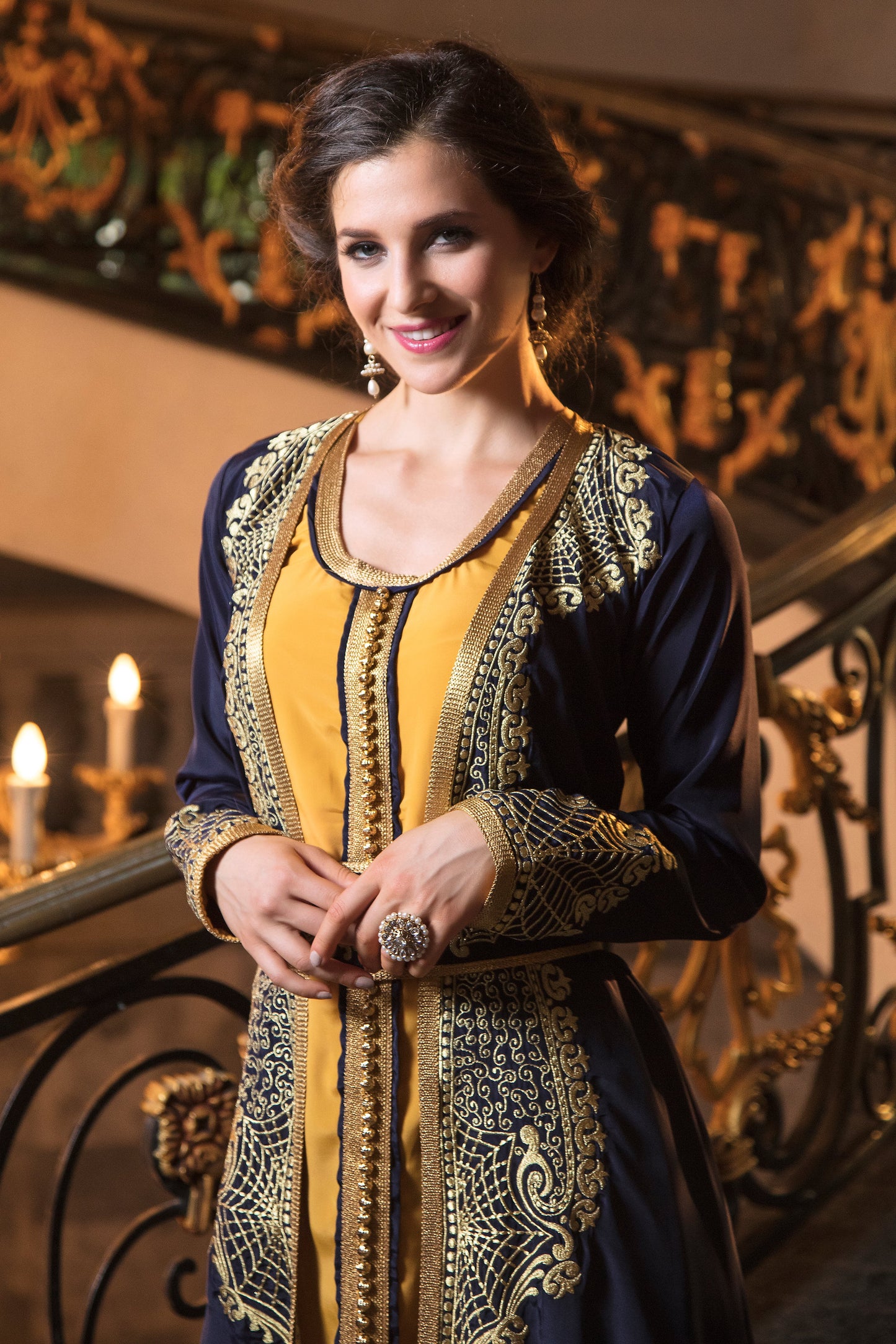 Dark Blue Party Wear Designer Kaftan