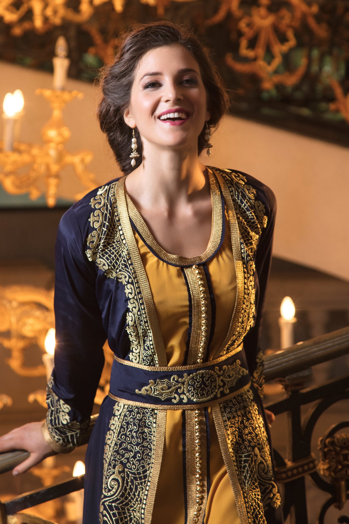 Dark Blue Party Wear Designer Kaftan