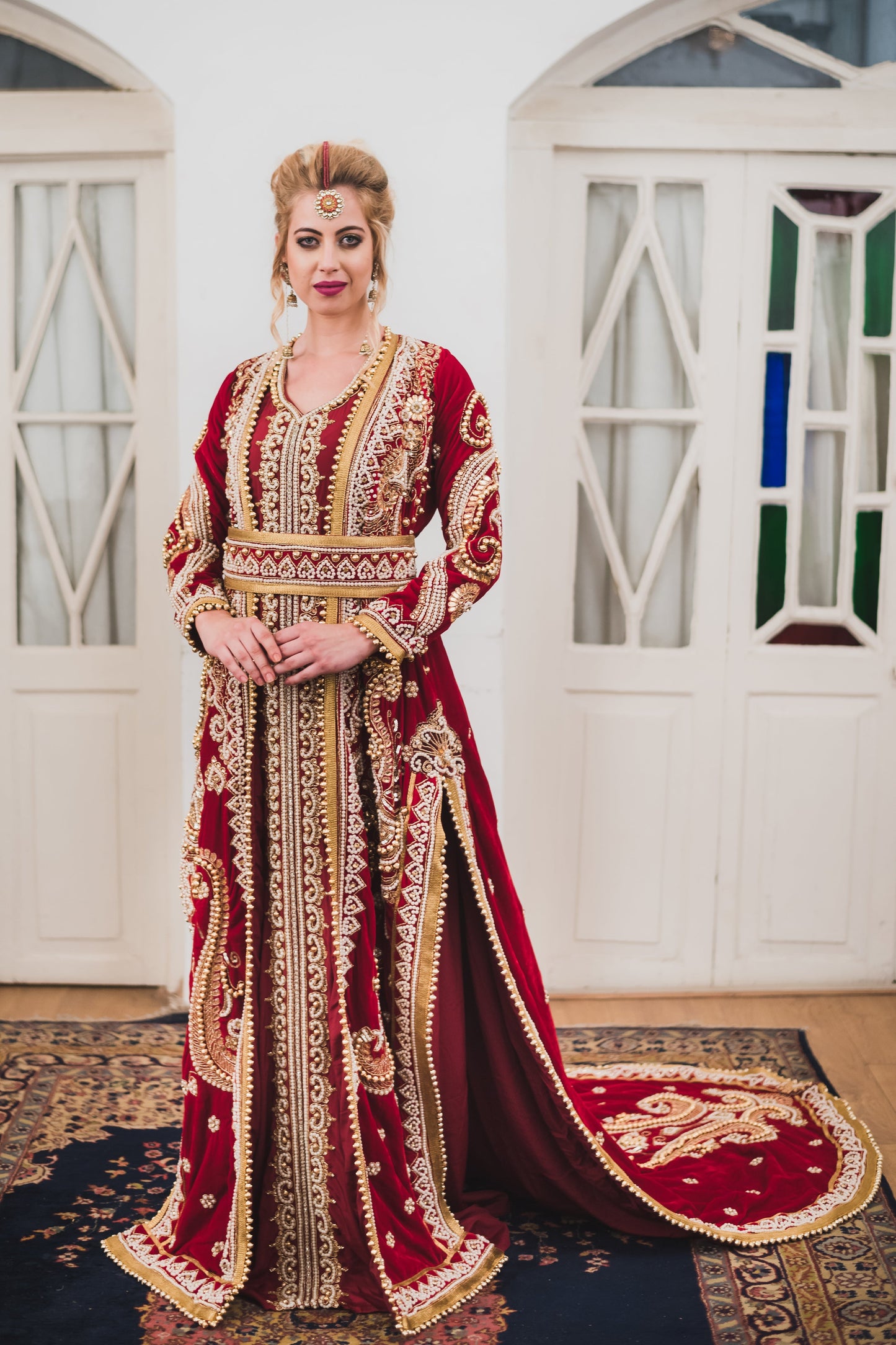 Maroon Wedding Designer Kaftan