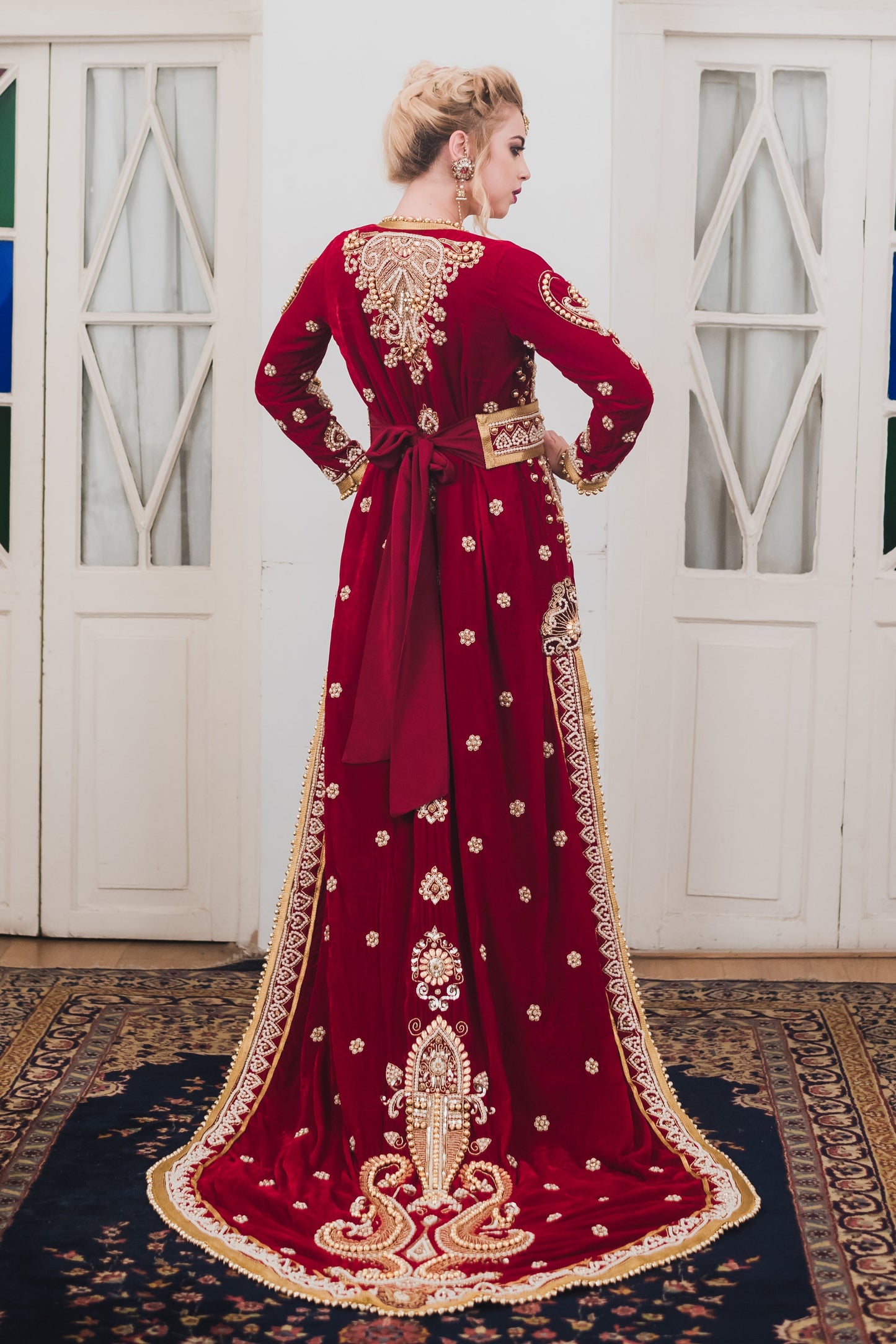 Maroon Wedding Designer Kaftan