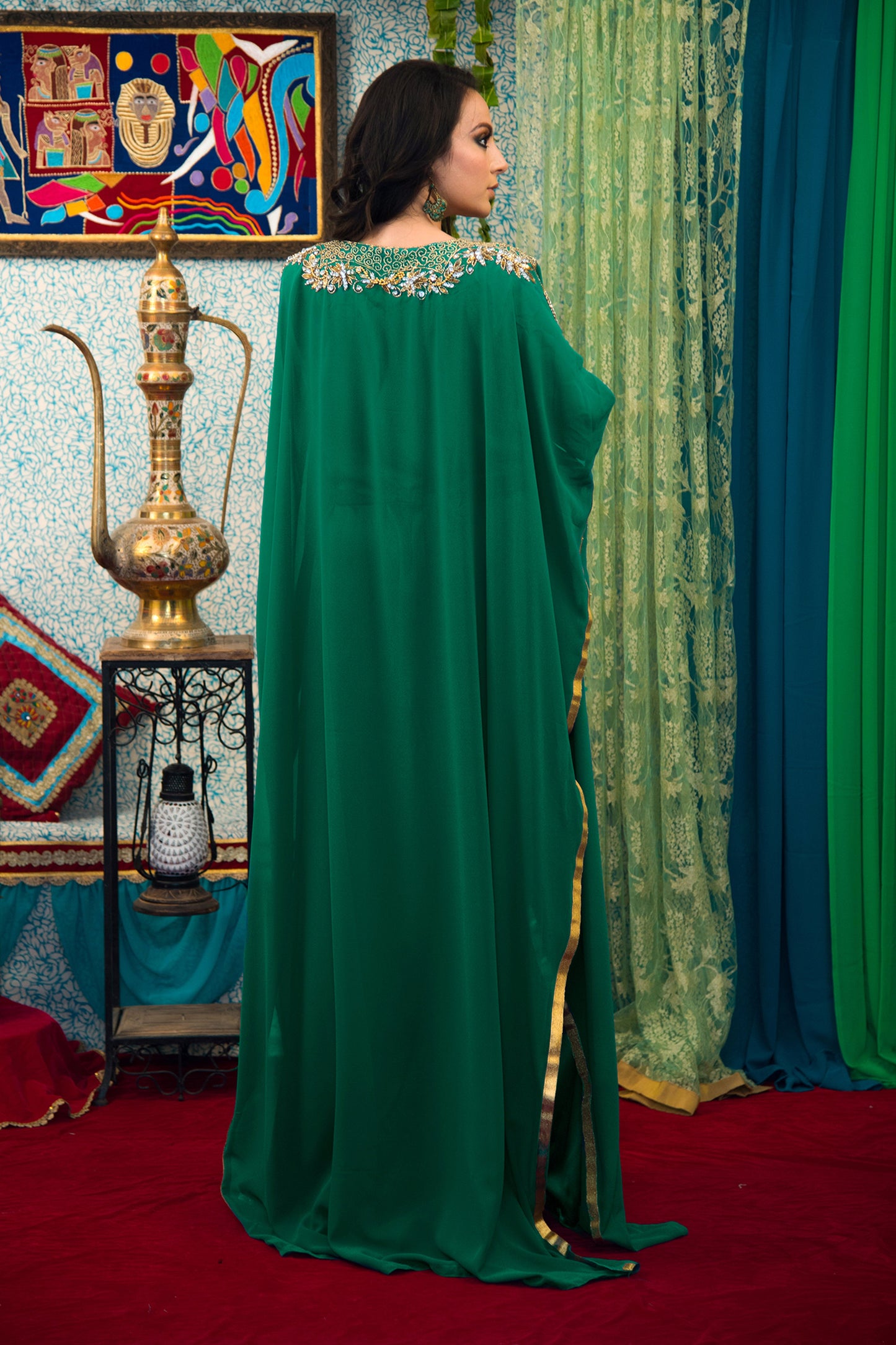 Sea Green Color Georgette Kaftan