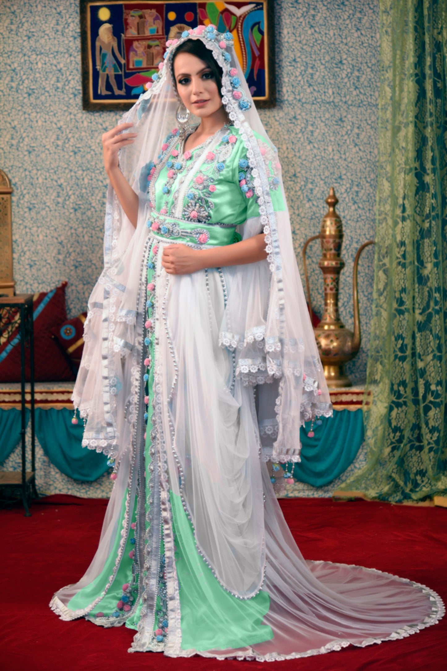 White Color Arabic Moroccan Wedding Caftan