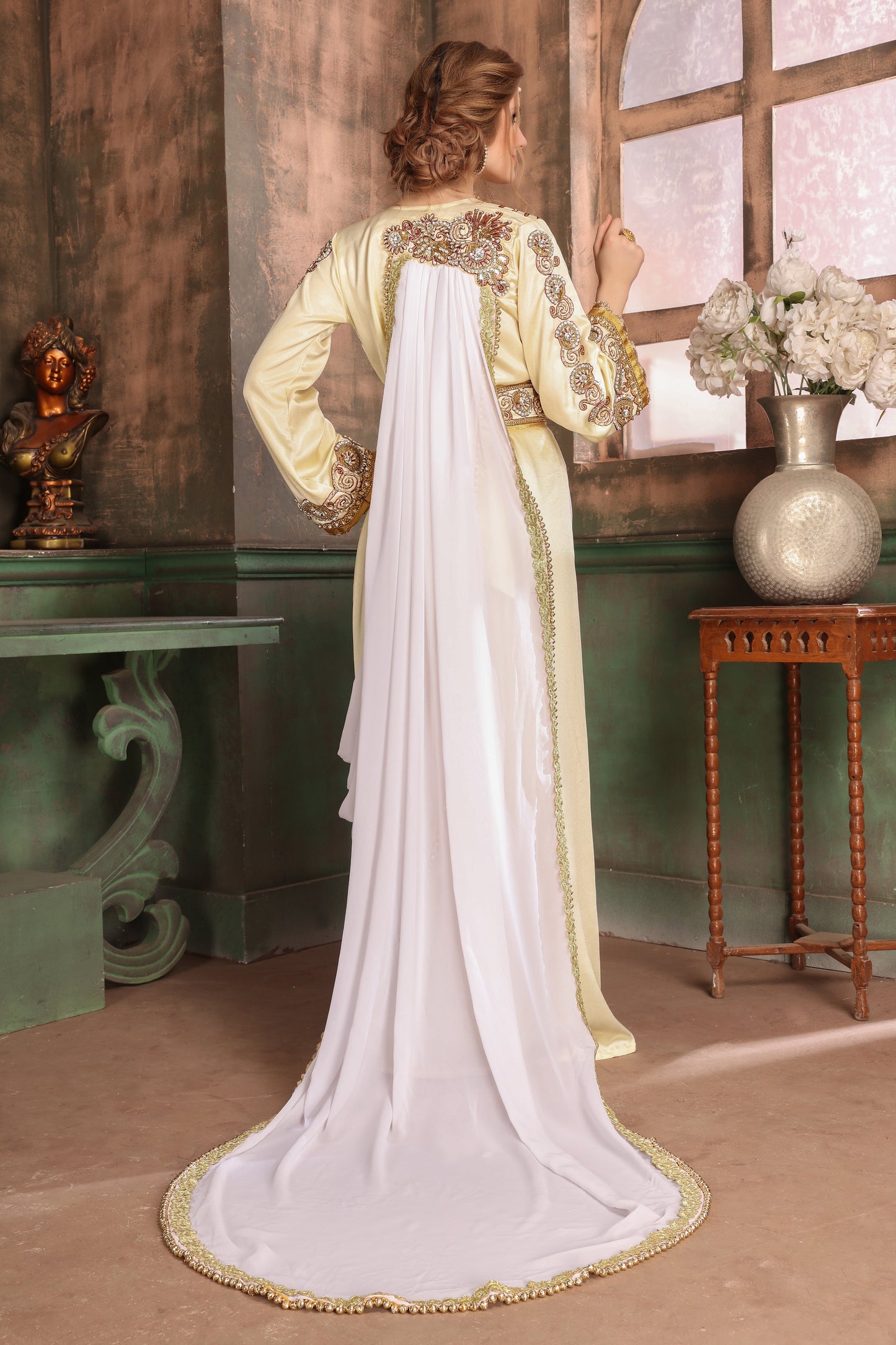 Yellow and White color African Kaftan