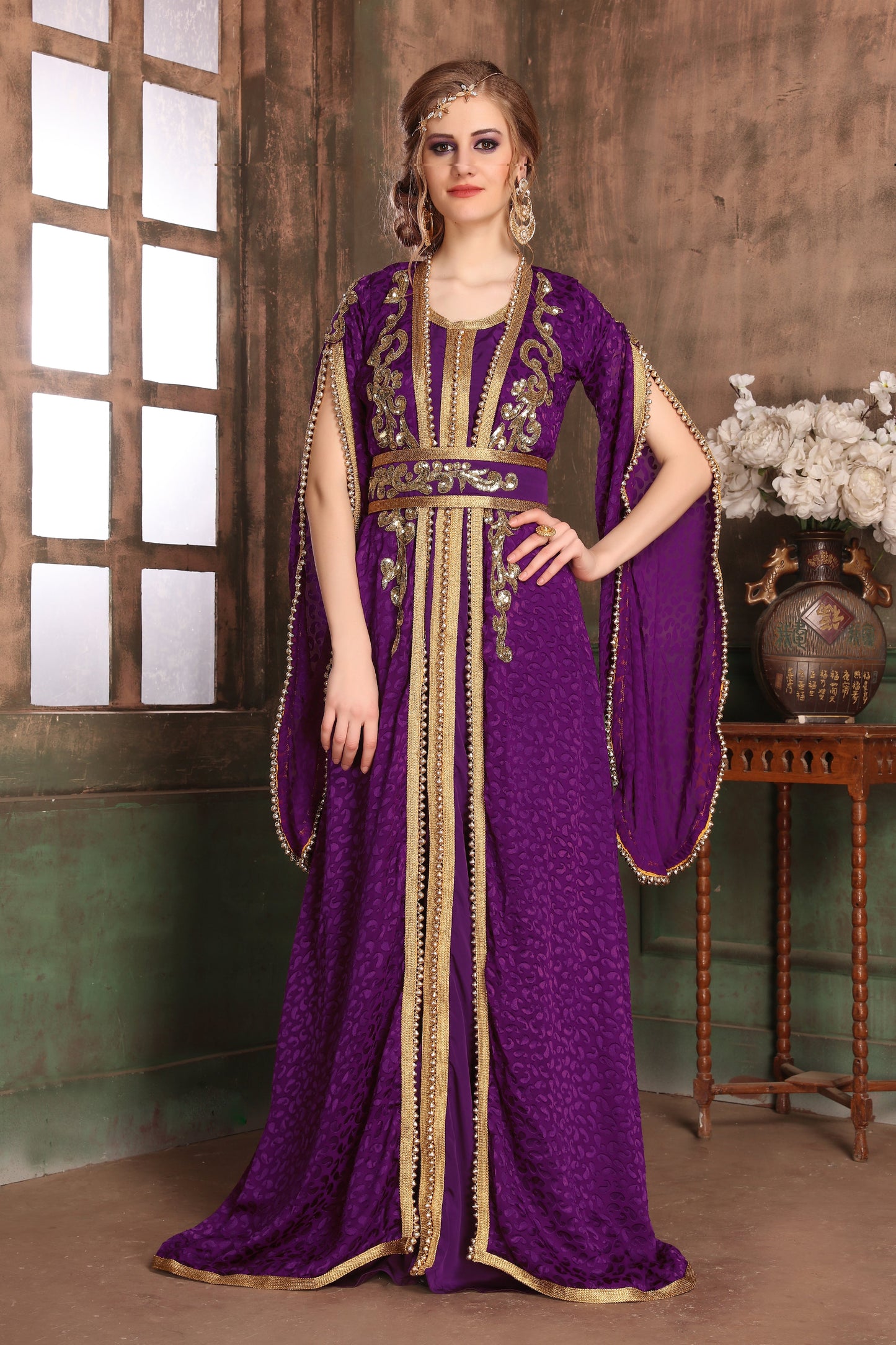 Violet color Takchita Kaftan