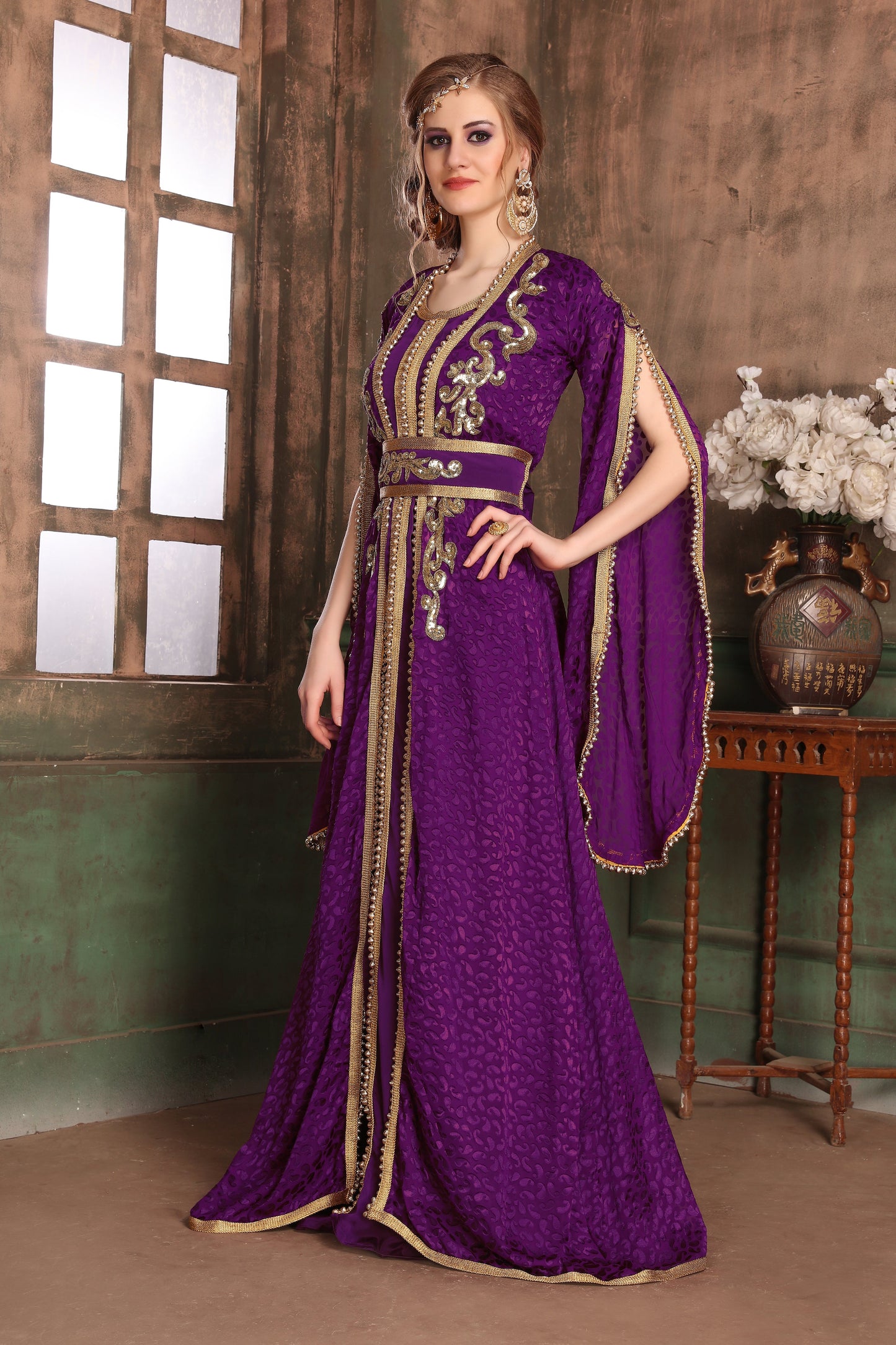 Violet color Takchita Kaftan
