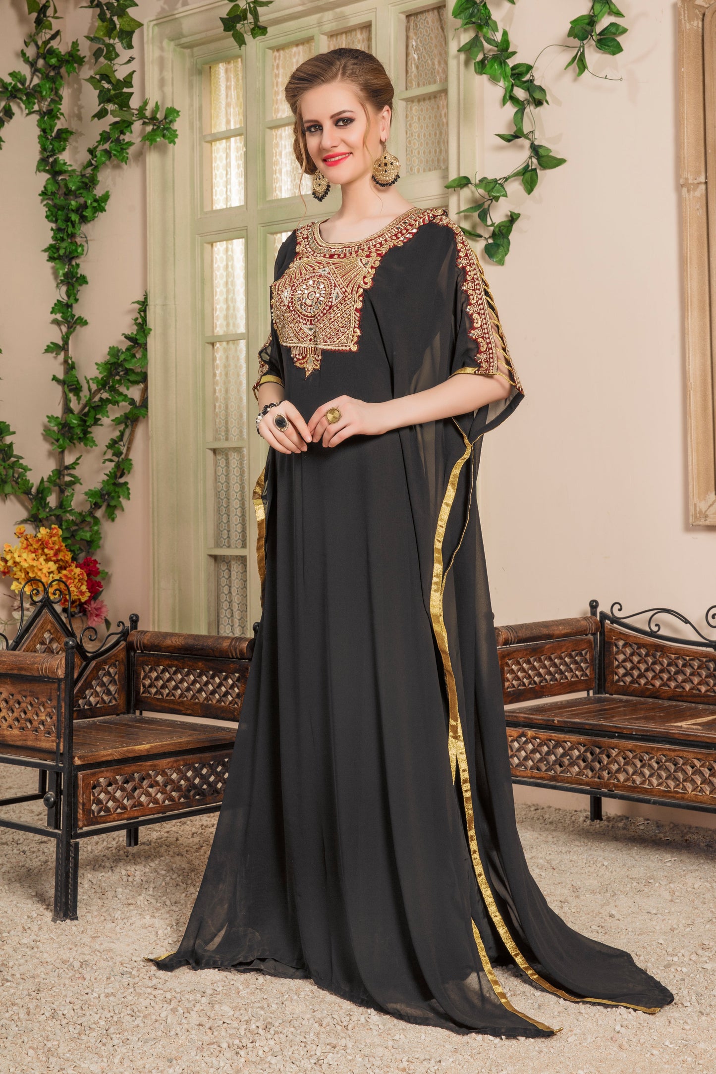 Women Black Color Israeli Kaftan