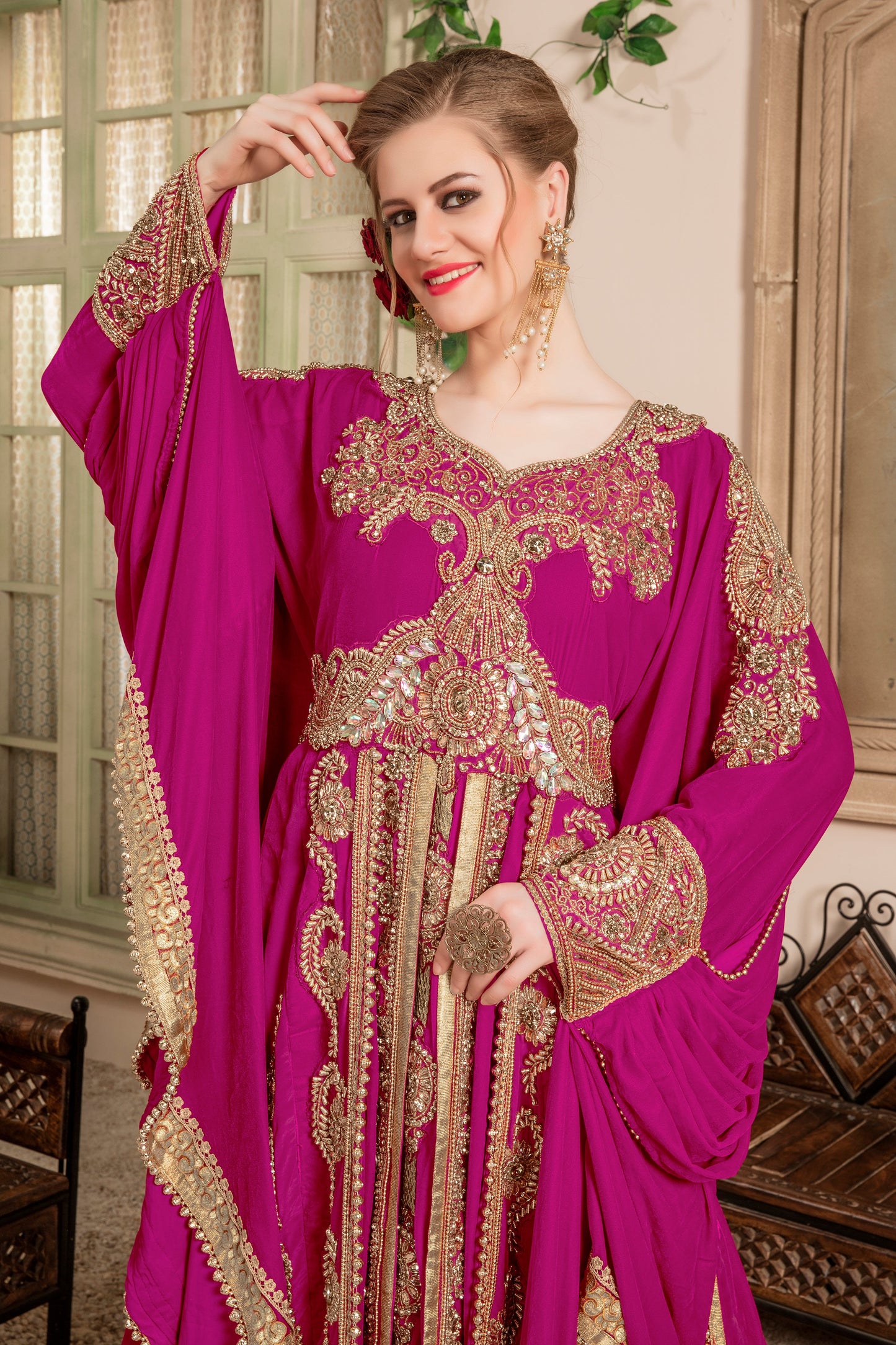 Women Pink Color Wedding Kaftan