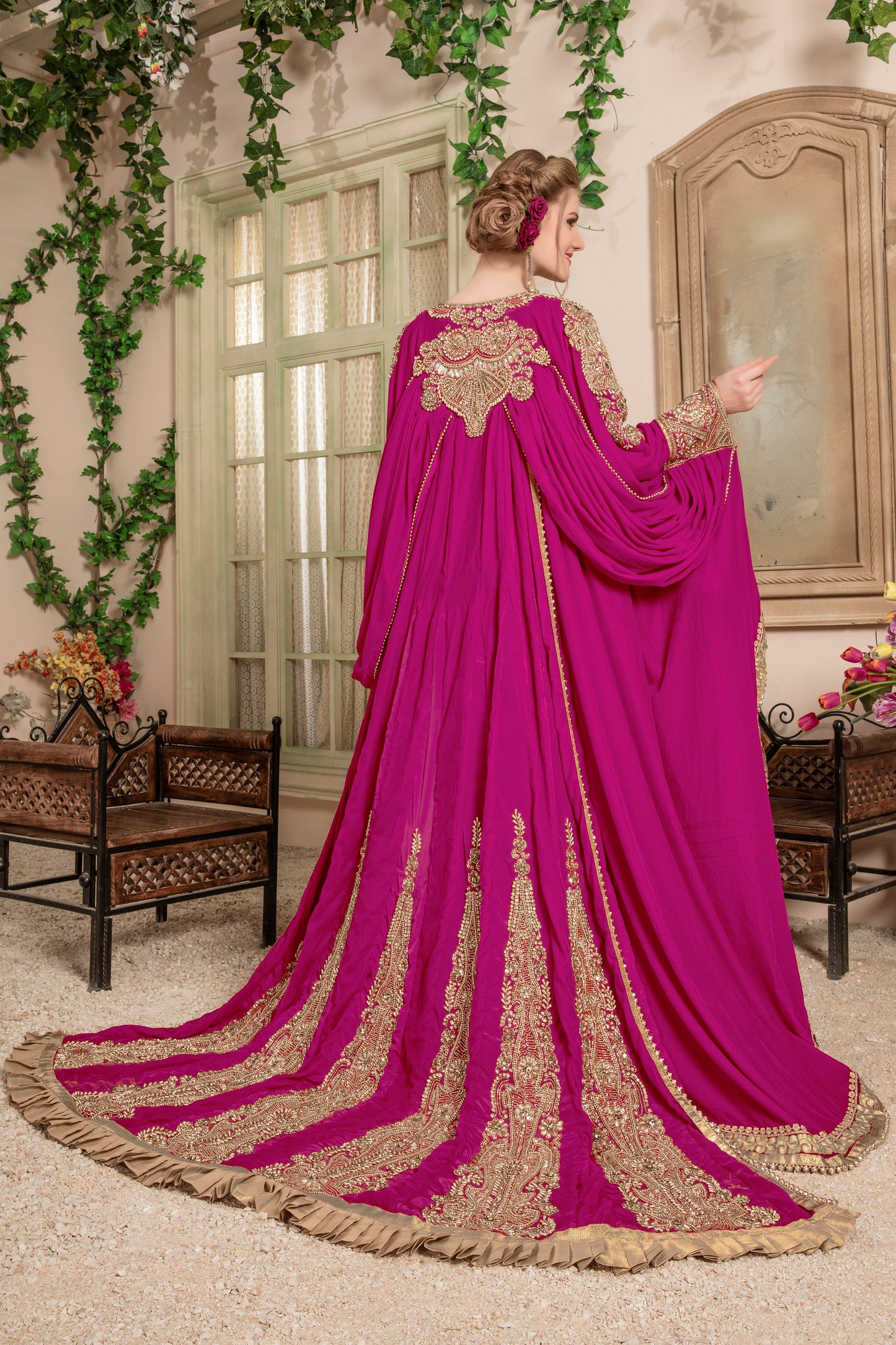 Women Pink Color Wedding Kaftan