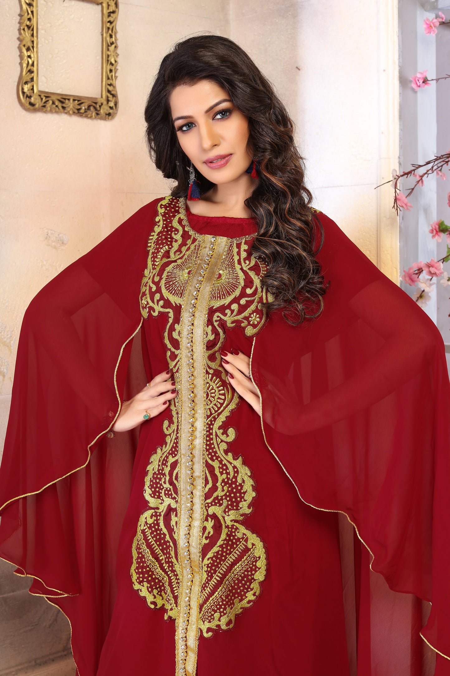 Maroon Color Georgette Kaftan