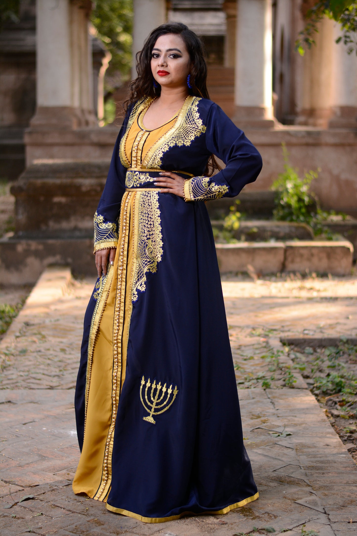 Dark Blue Designer Party Wear Kaftan
