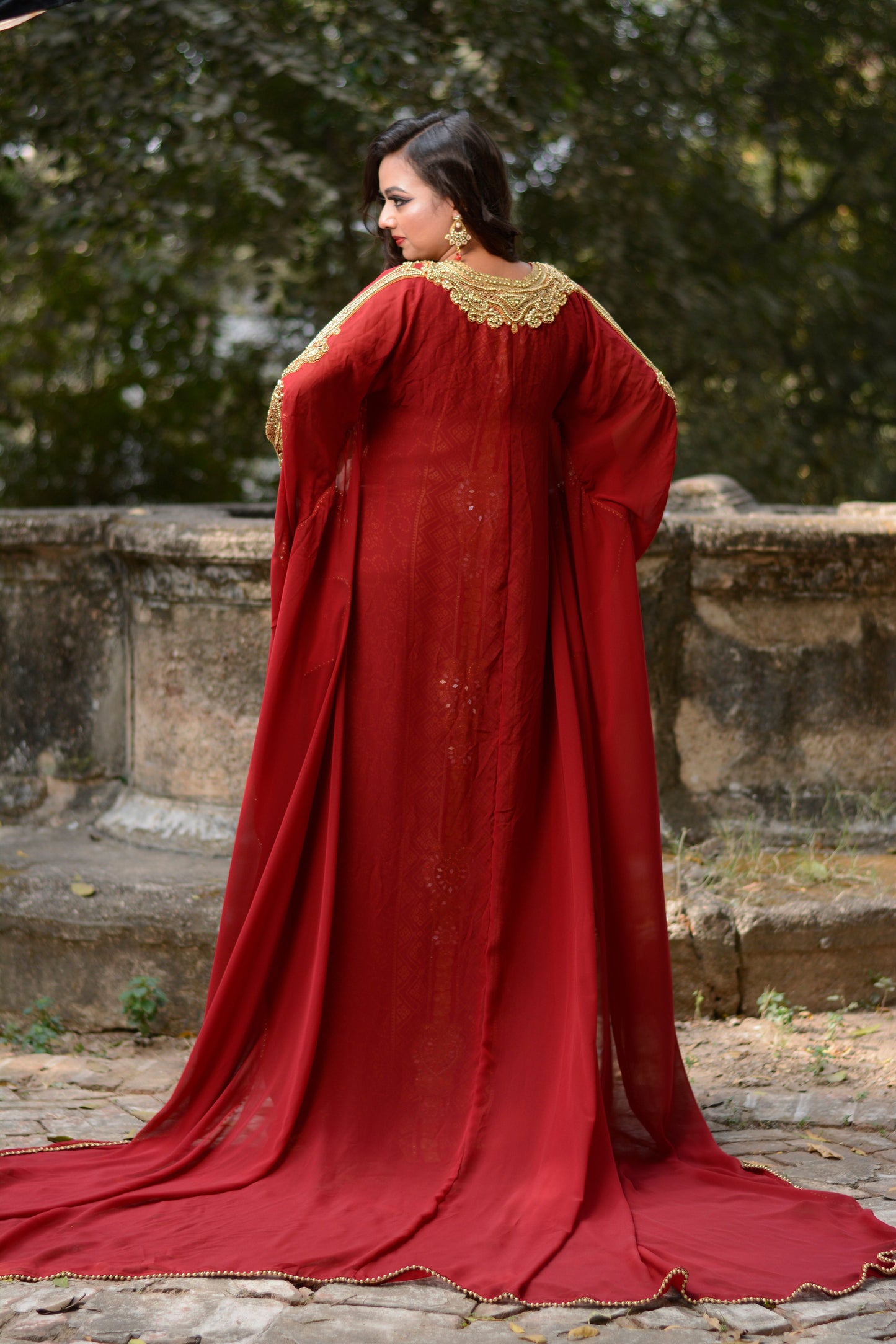 Maroon Color Designer Kaftan